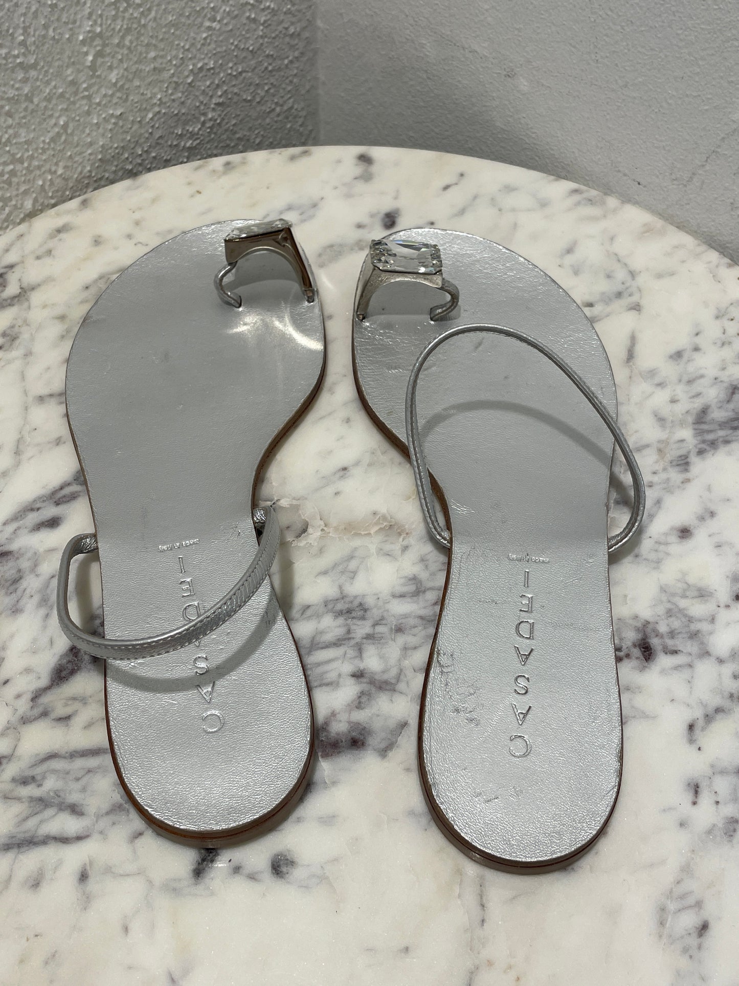 Casadei Soraya Crystal Toe-Ring Sandals – Size EU 39 (IT 9) / Silver