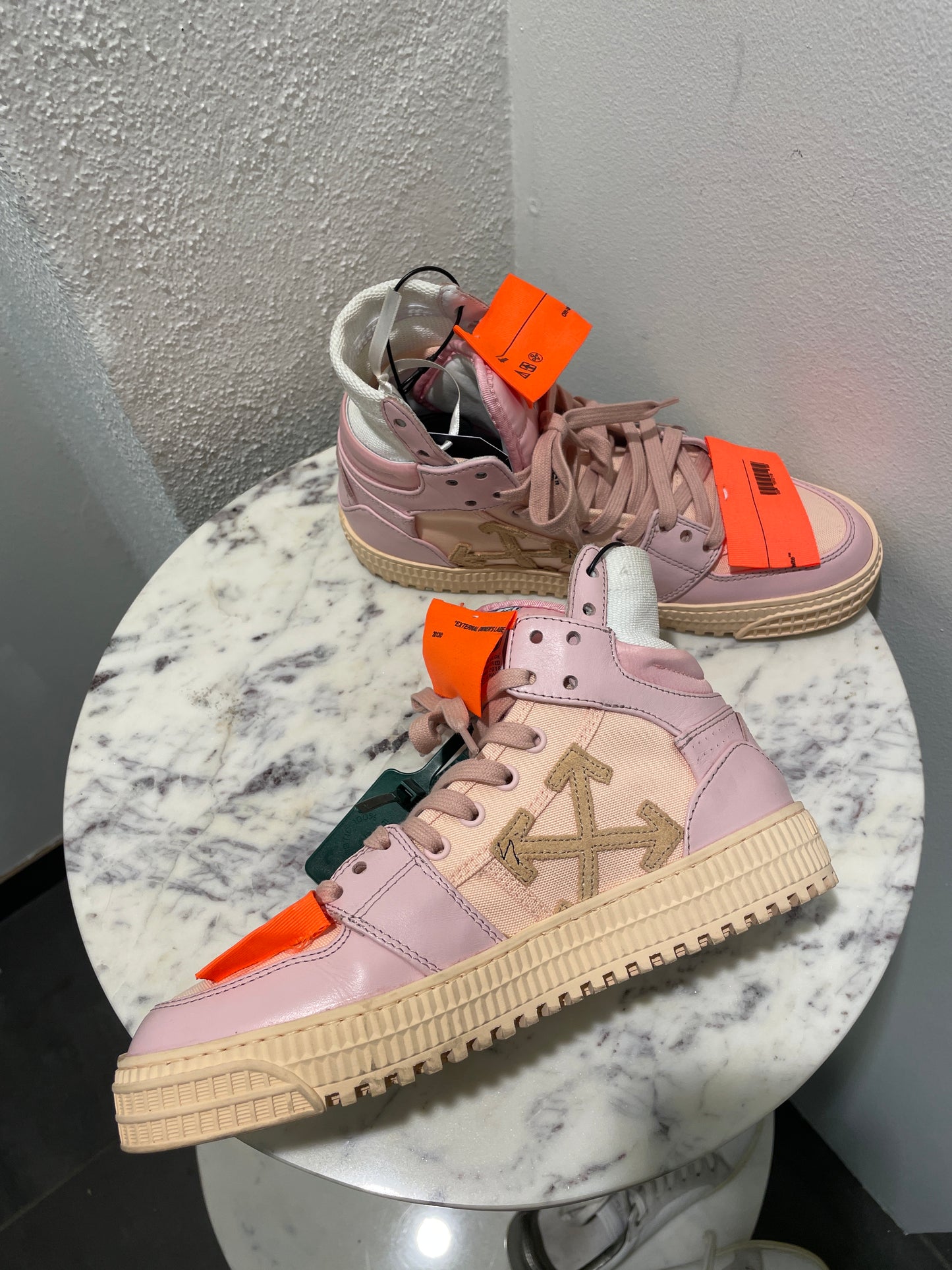 Off-White Off-Court 3.0 Pink Beige High-Top Sneakers with Tags - 38
