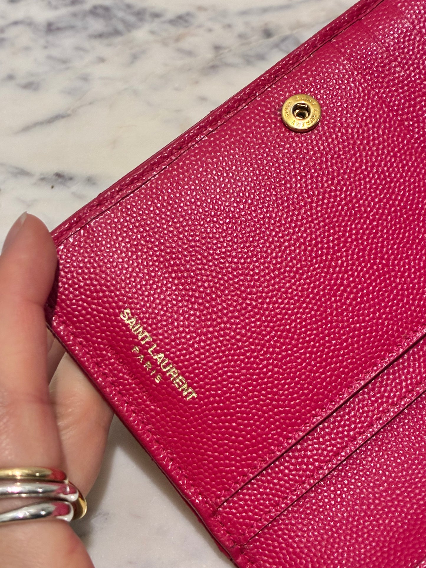 Saint Laurent - Cassandre Matelessé Flap Pouch - Pink Leather & Gold Hardware