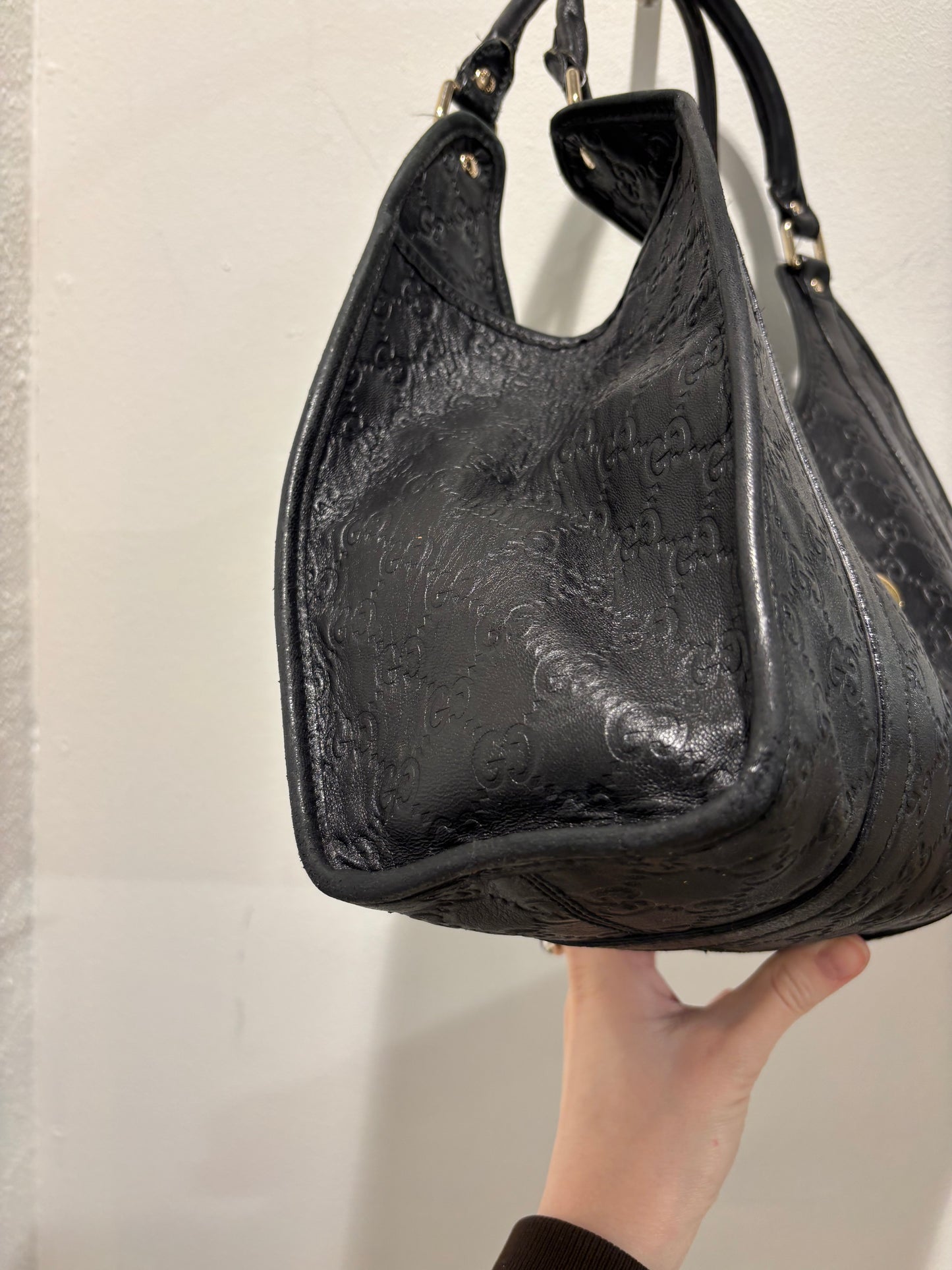 Gucci Guccissima Bag - Black Monogram Leather & Gold Hardware