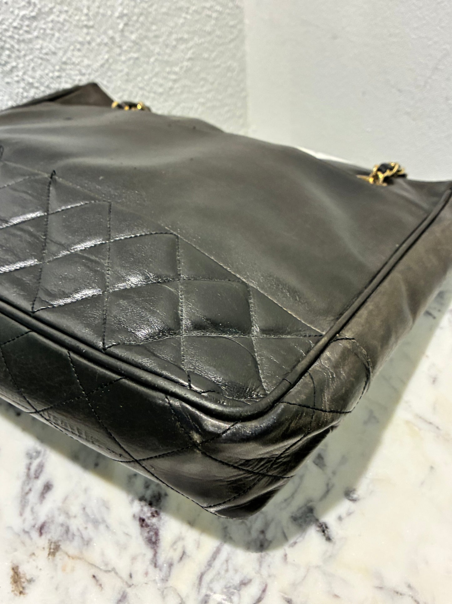 Chanel Vintage Tote - CC Detail - Black Lambskin & 24K Gold Hardware