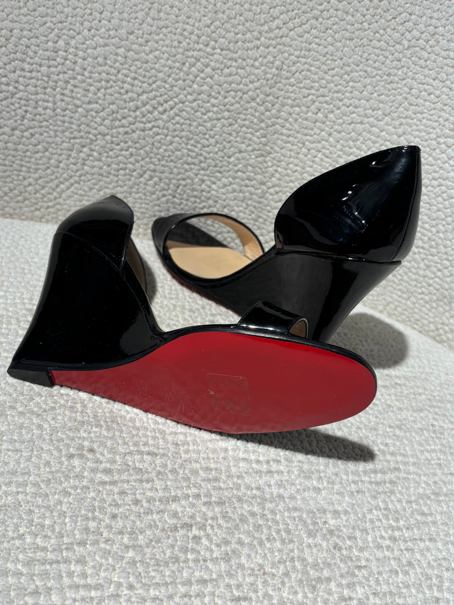 Christian Louboutin Wedge Heels – Black with Red Soles - EU 39.5