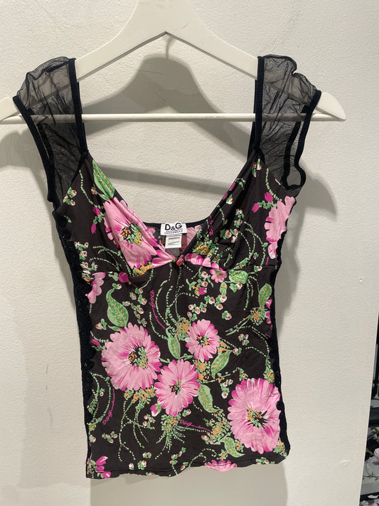 Dolce & Gabbana logo top w. flowers - XS/S