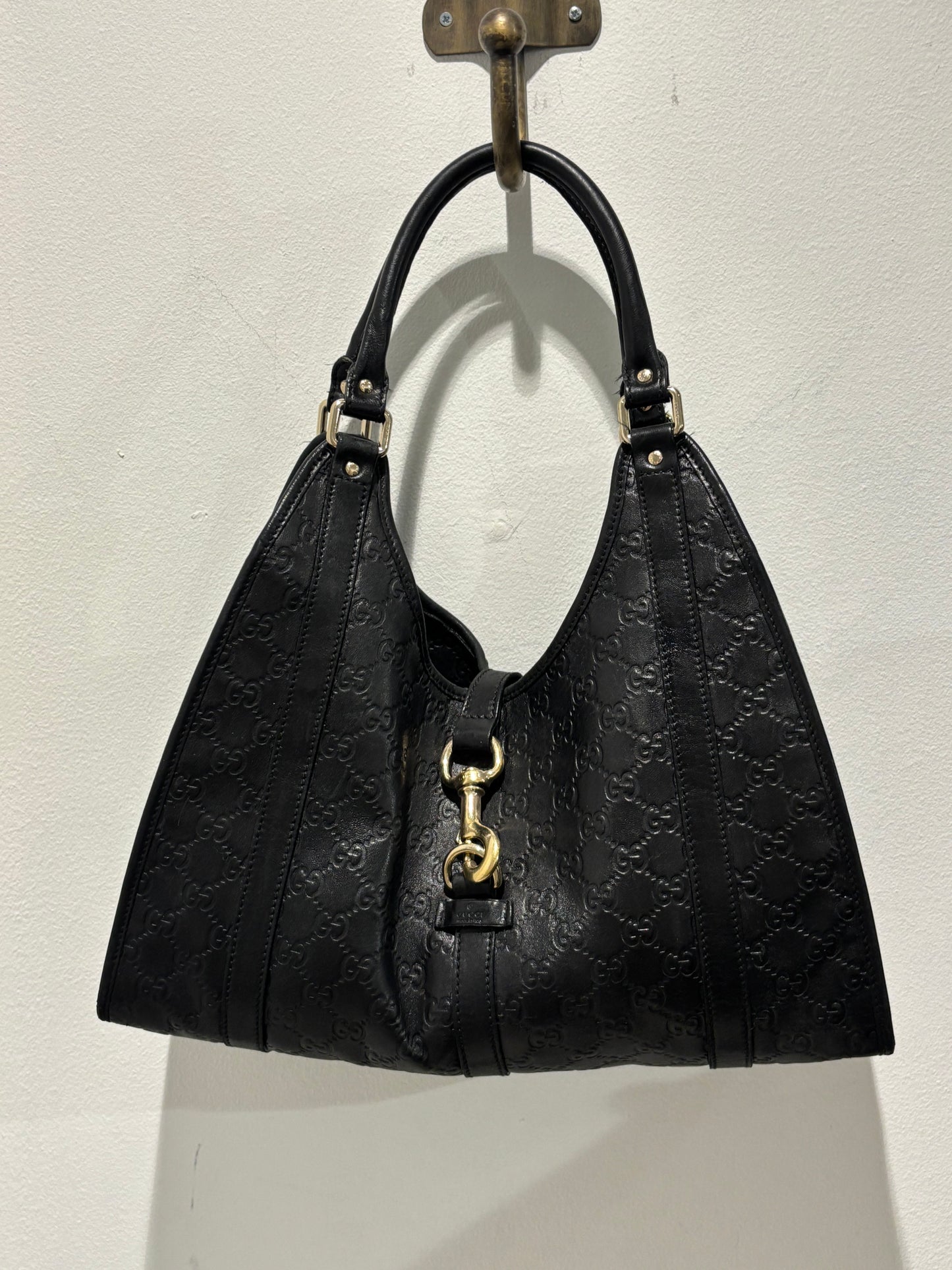 Gucci Guccissima Bag - Black Monogram Leather & Gold Hardware