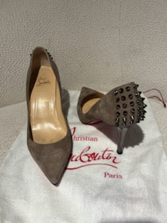 Christian Louboutin Heels – Suede w. studs & Red Soles - EU 40,5