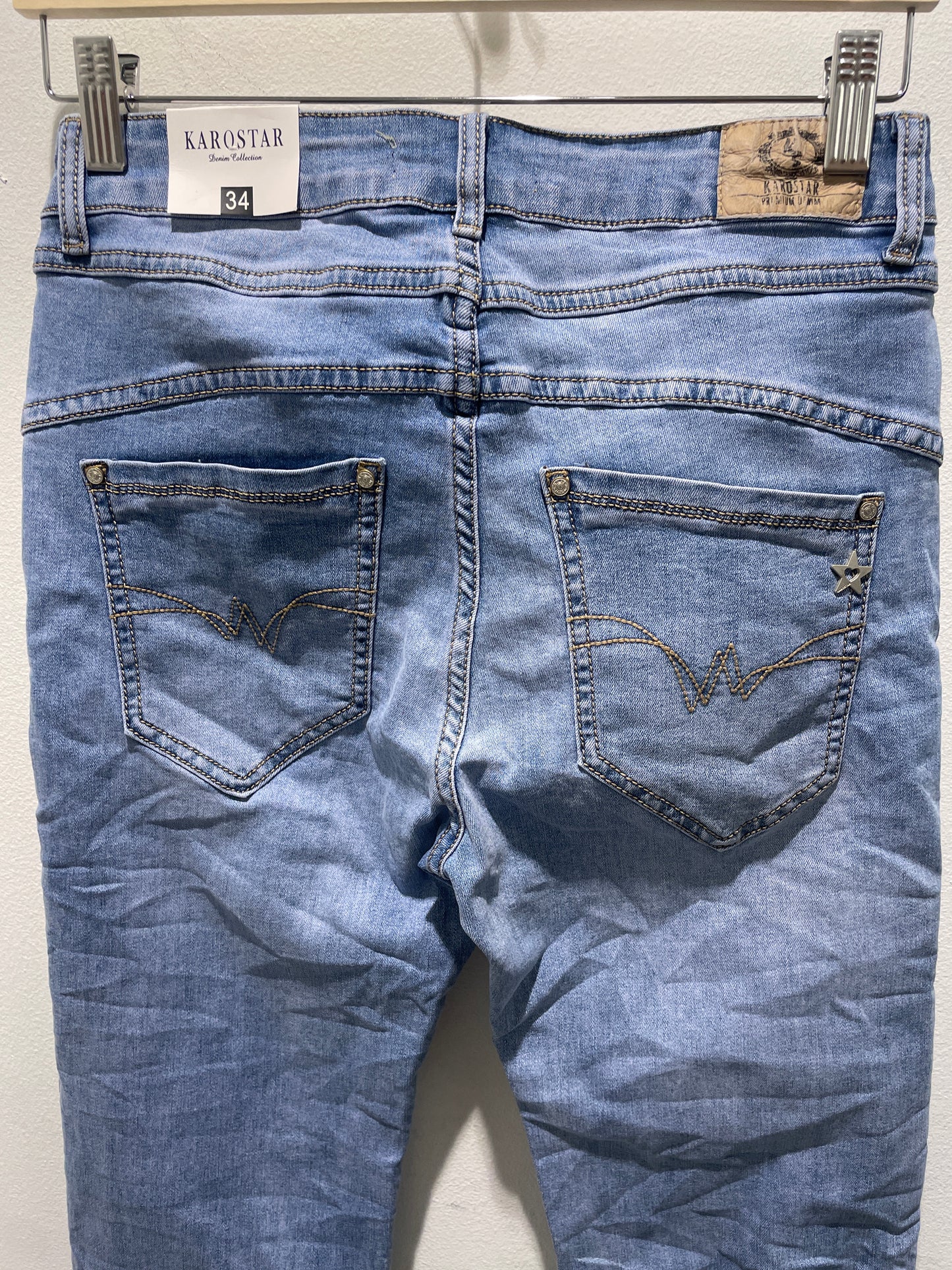 Karostar Super Stretch Crinkle Denim Jeans – Size XS (Brand New with Tags)