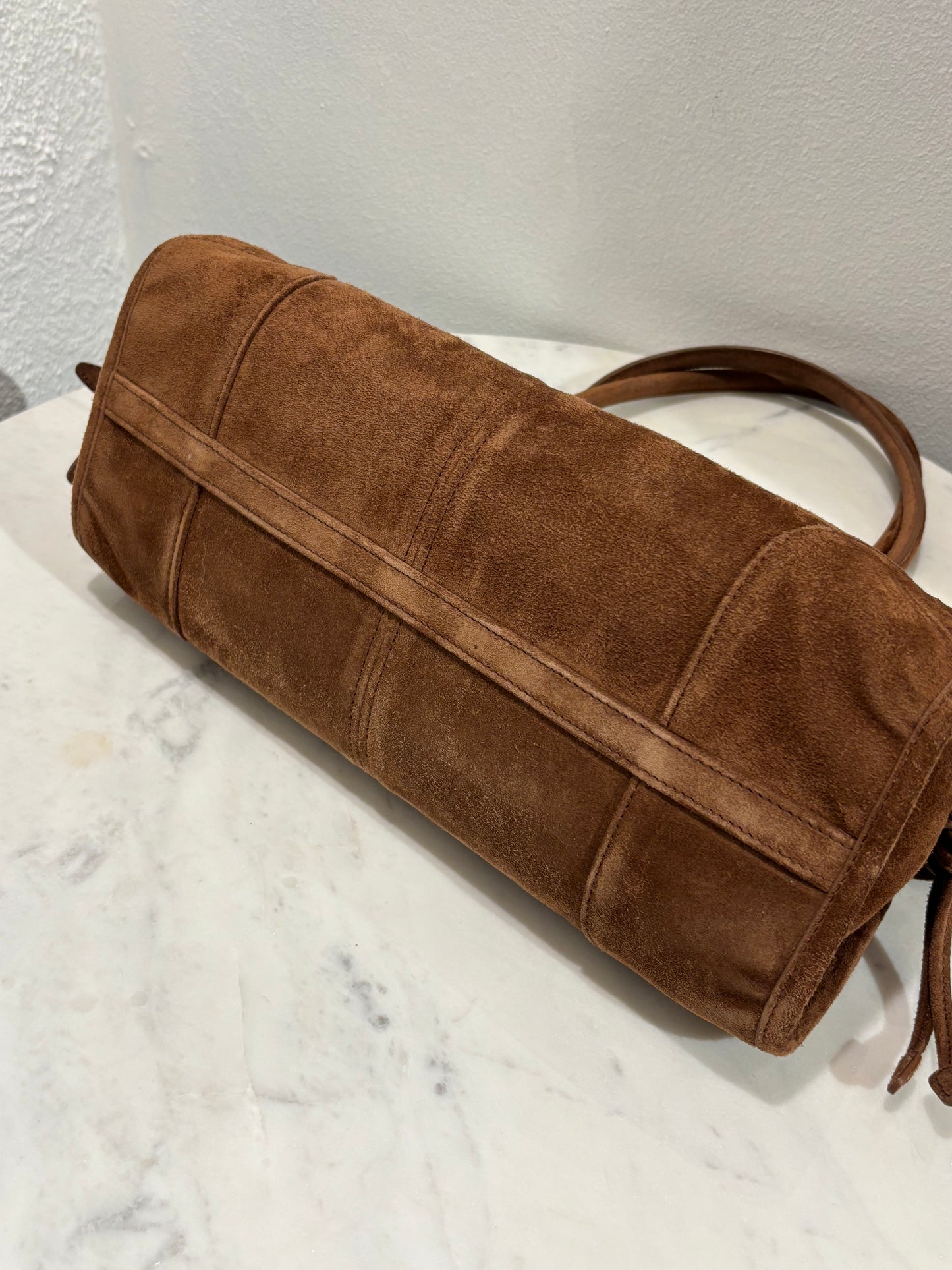 Prada - Suede Triangle Medium Bonnie - Cinnamon - Medinas Wardrobe