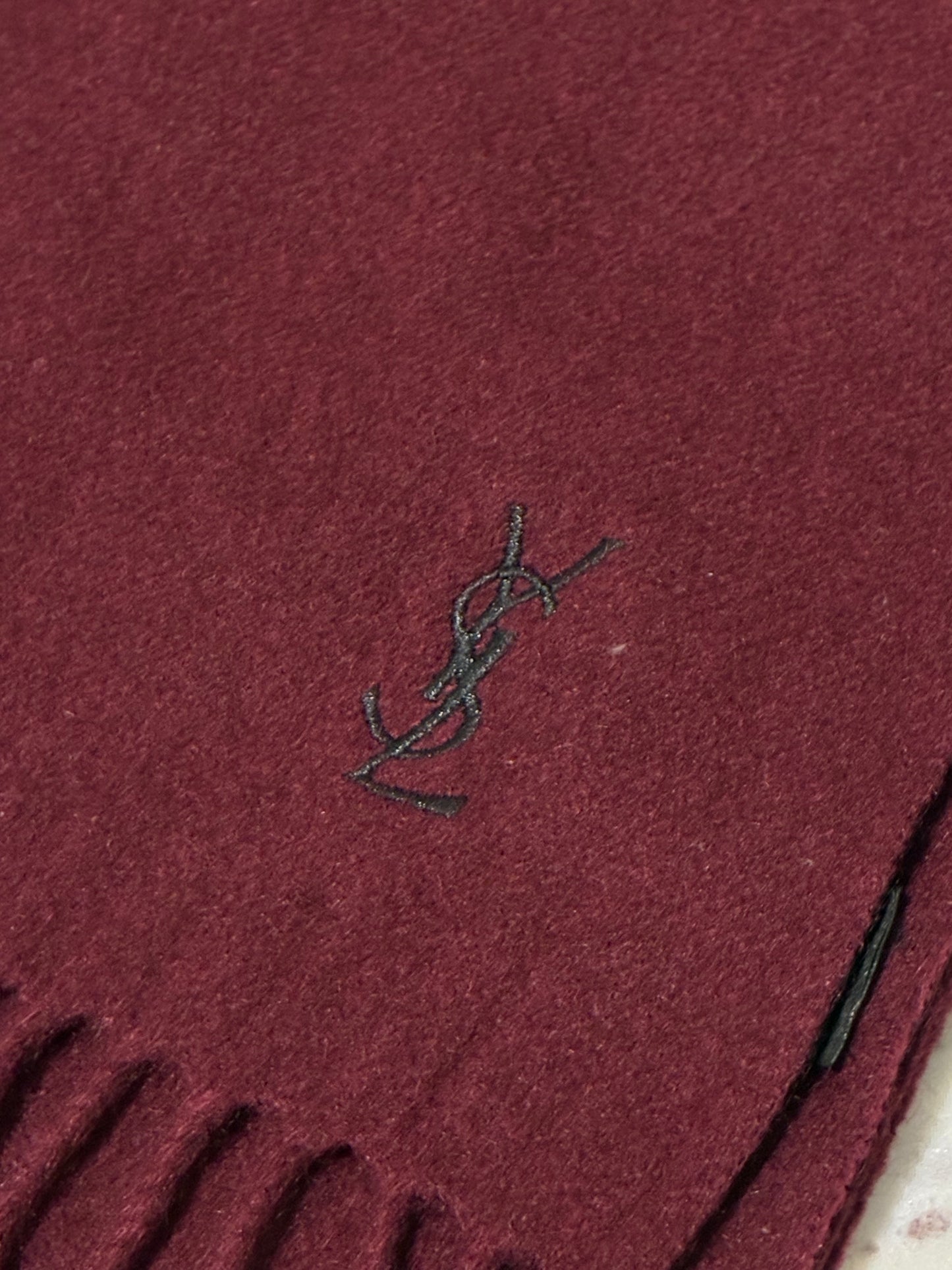 YSL Scarf - Cashmere - Burgundy & Black