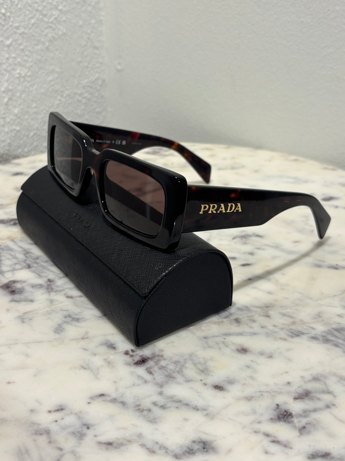 Prada Sunglasses - Tortoise with Logo - Medinas Wardrobe