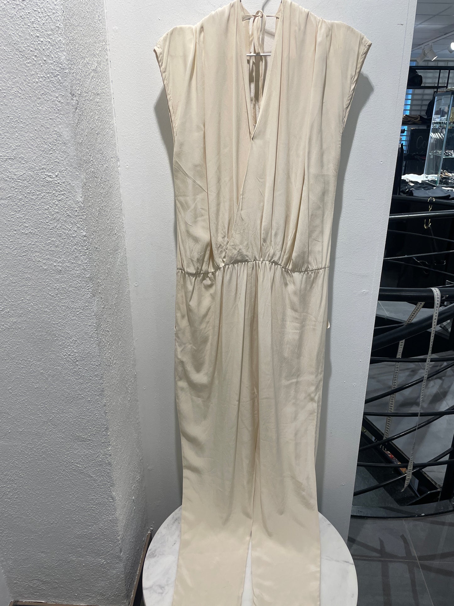 Malene Birger Silk Sleeveless Jumpsuit with Ladder-Stitch Detail - M