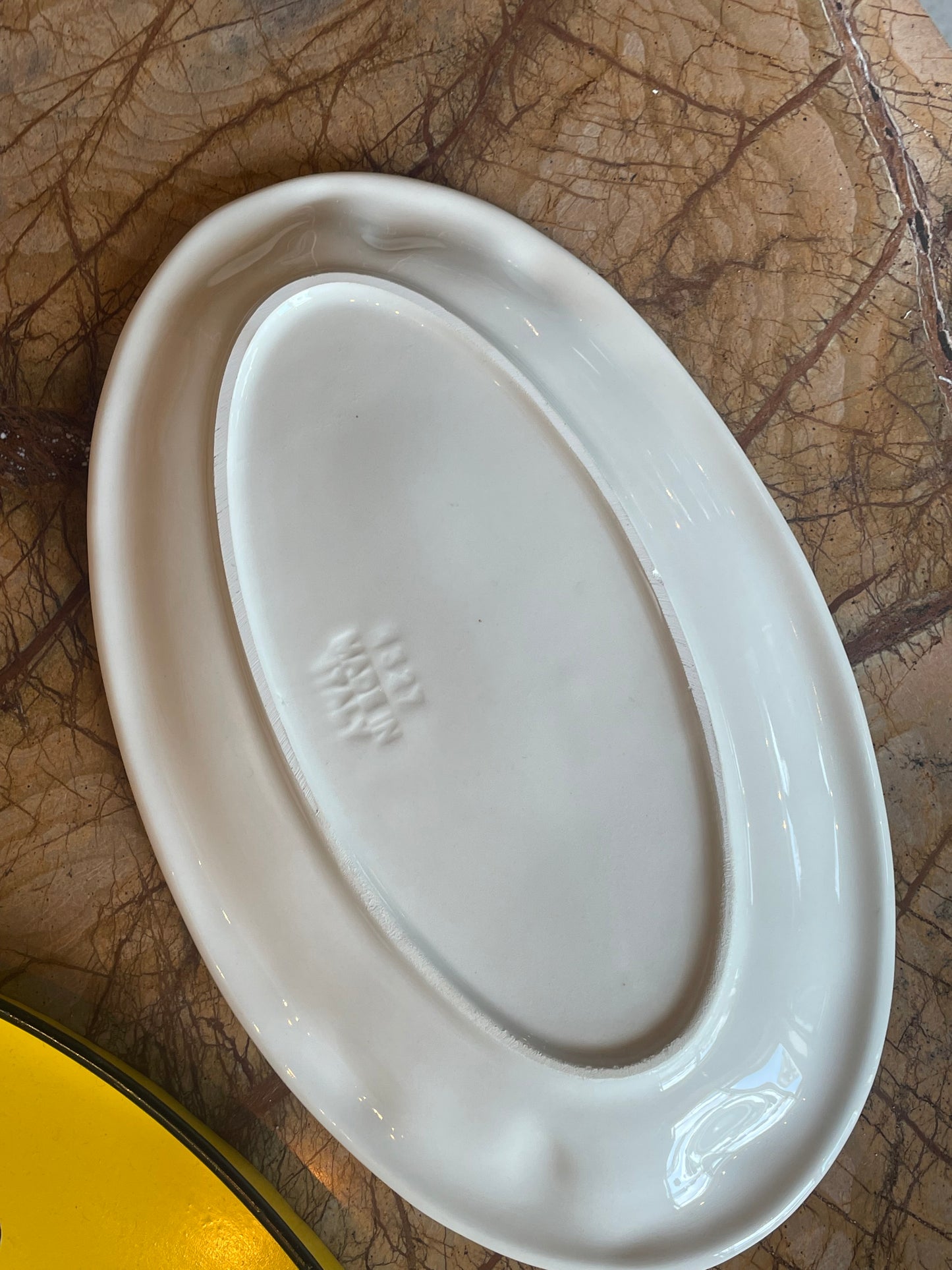 Lille aflangt fad m. olivenranker - Italiensk porcelæn