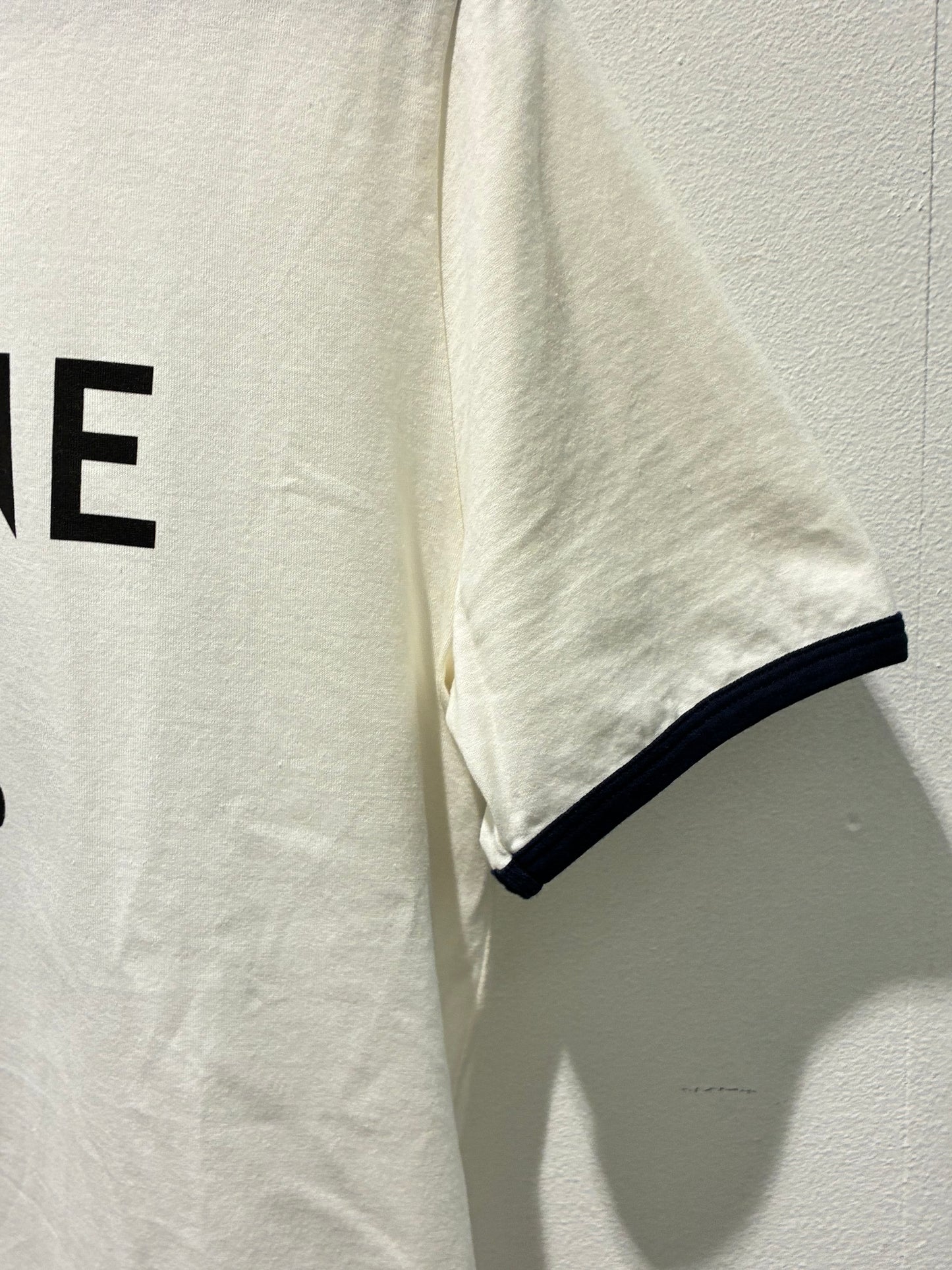 Celine Triomphe Tee - White & Navy - Size S/M