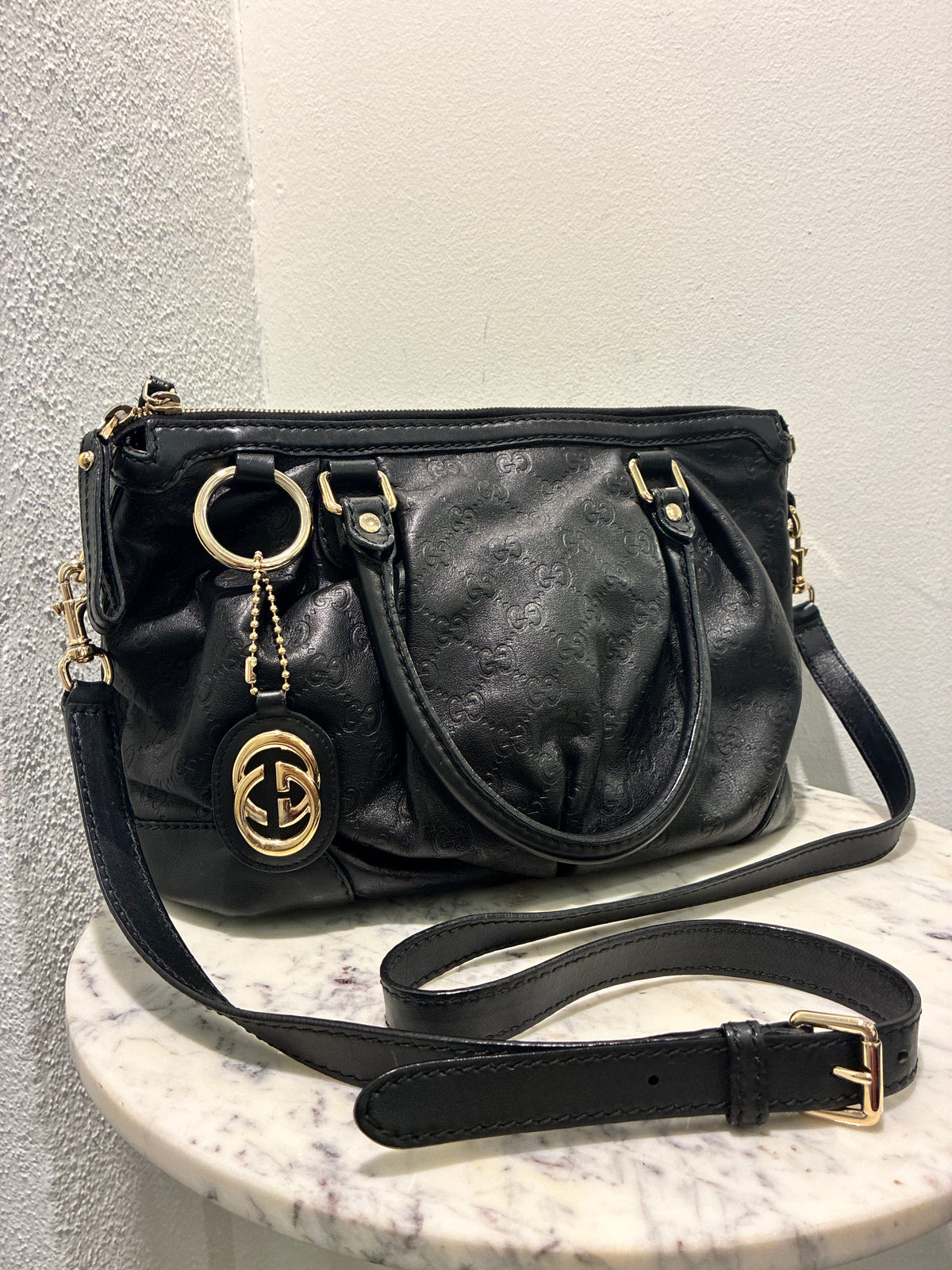 Gucci Guccissima Bag – Black Leather & Gold Hardware
