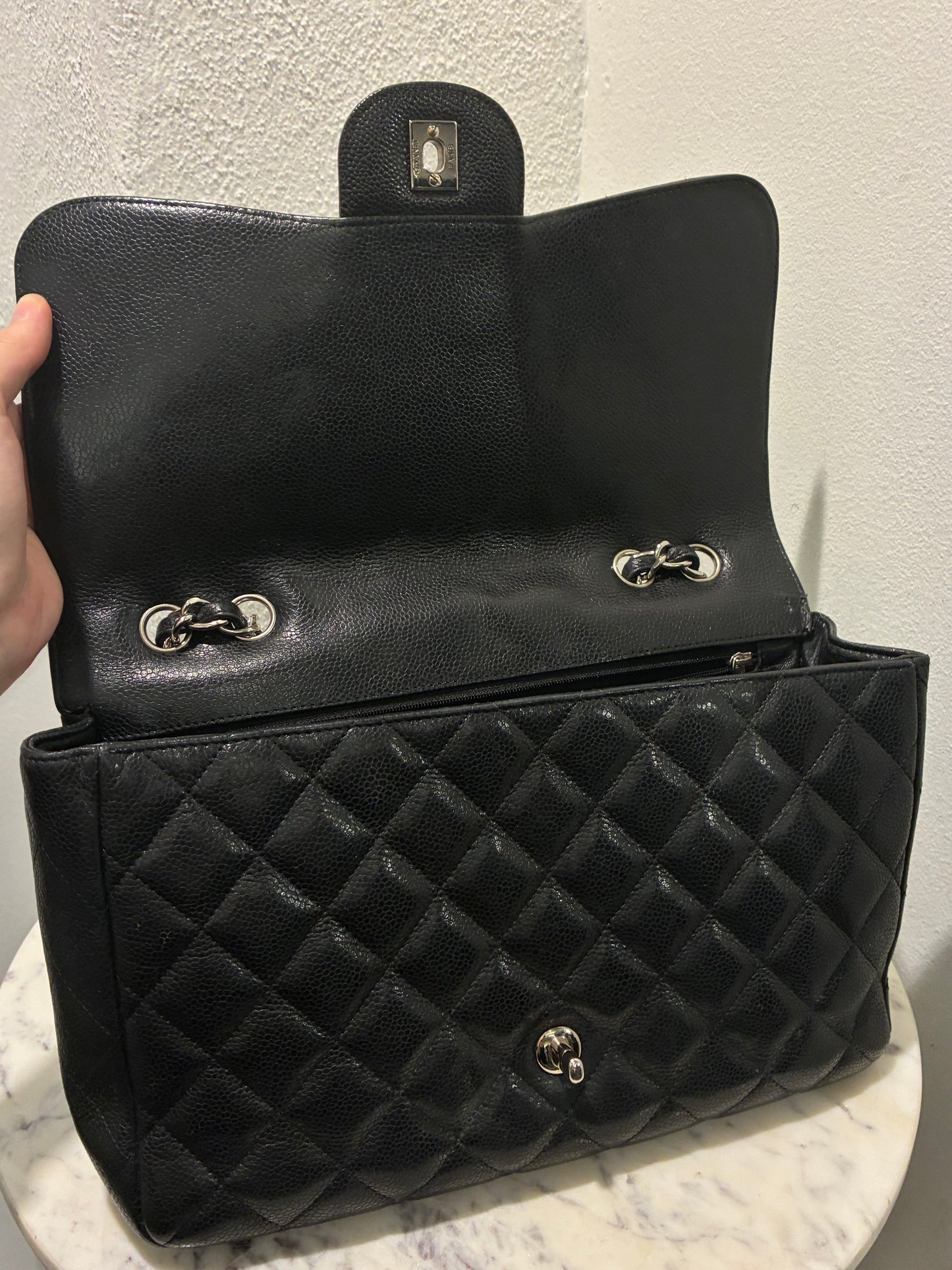 Chanel Jumbo Classic Single Flap – Black Caviar & Silver Hardware