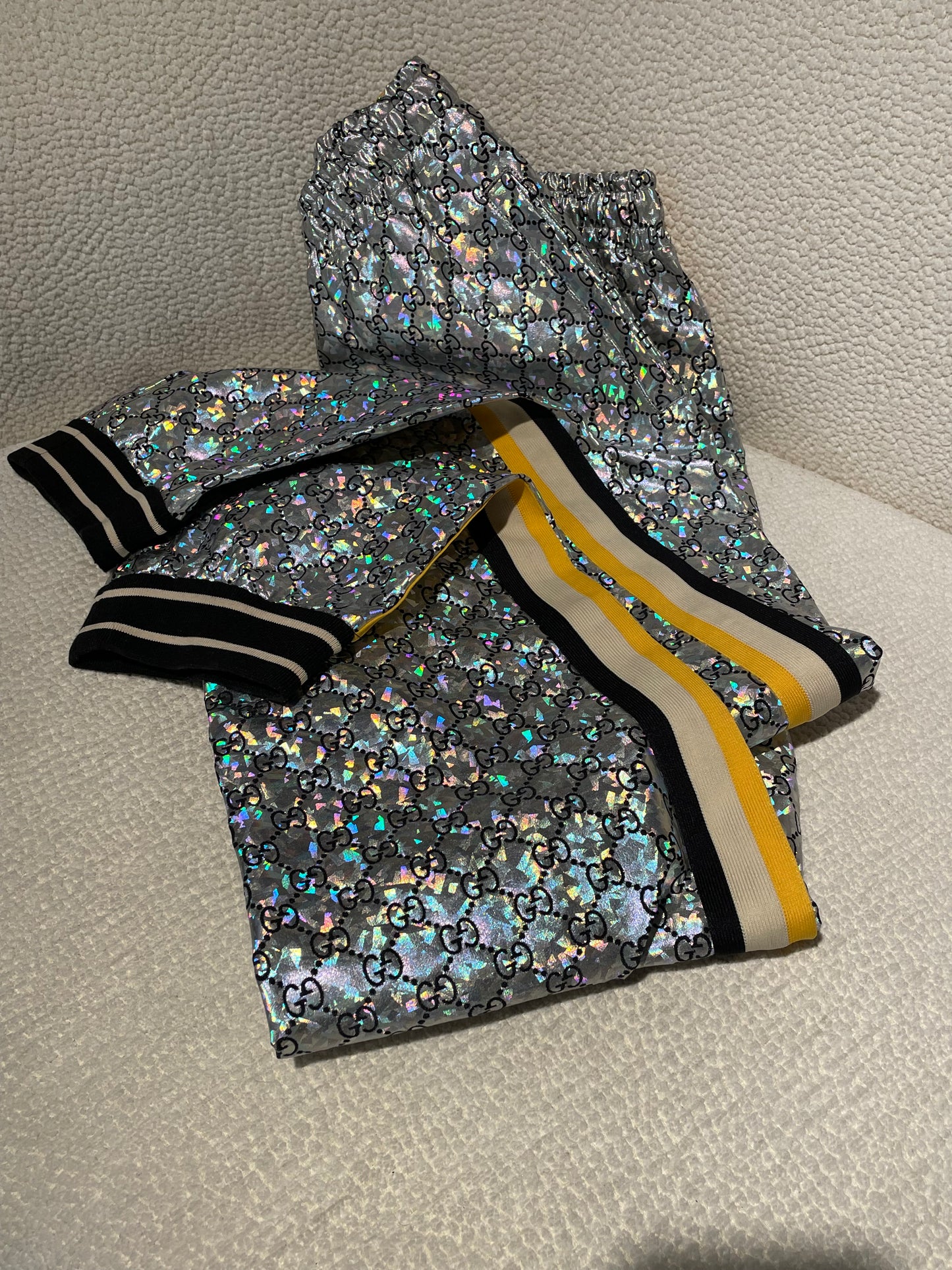 Gucci - Silver monogram pants with iridescent finish - S/M