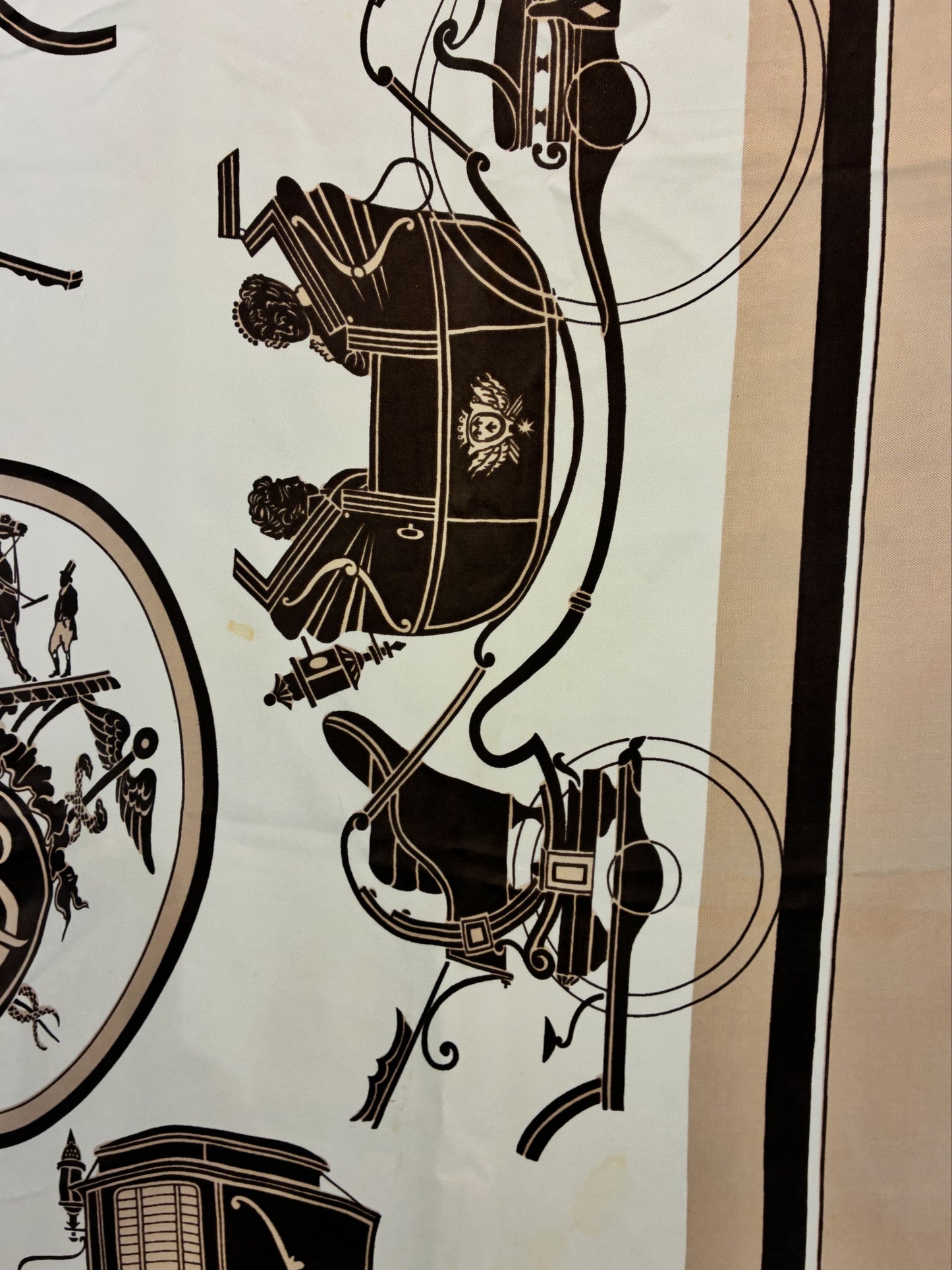 Hermès Silk Scarf – Beige & Brown
