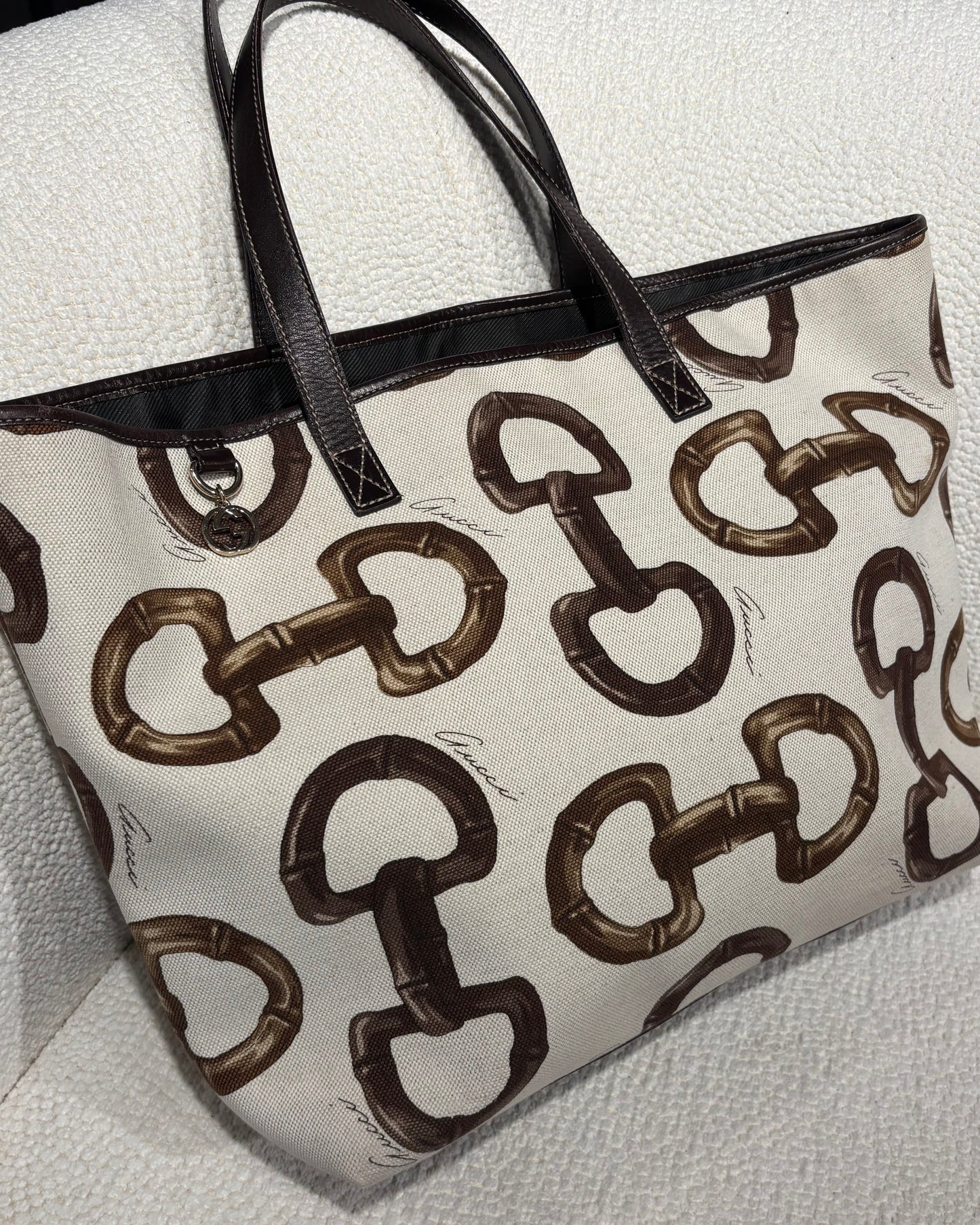 Gucci Tote - Canvas & Leather with Horsebit Details & Logo