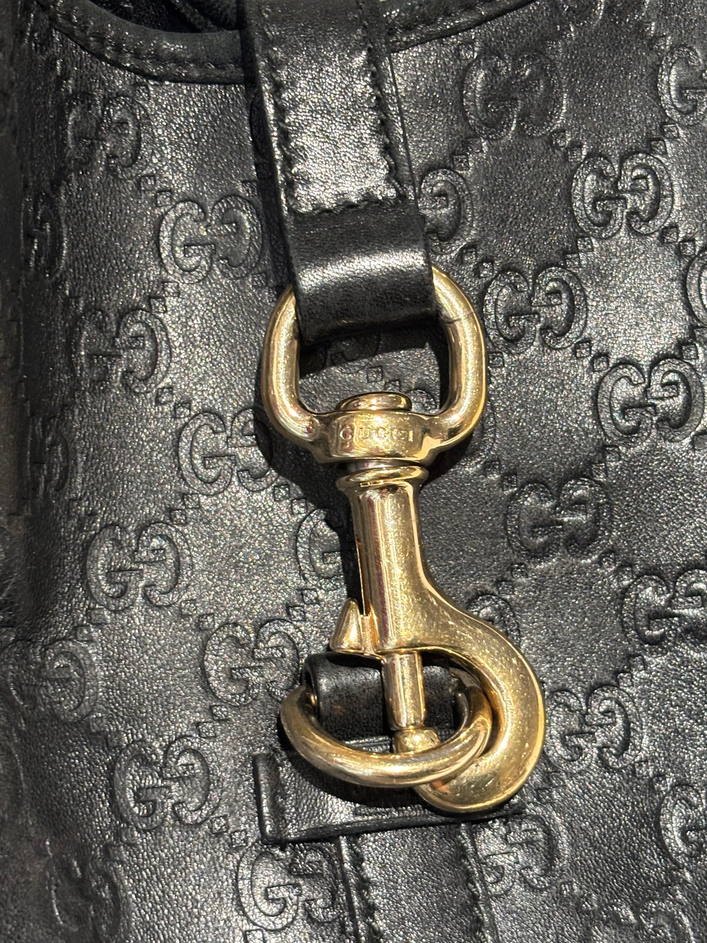 Gucci Guccissima Bag - Black Monogram Leather & Gold Hardware