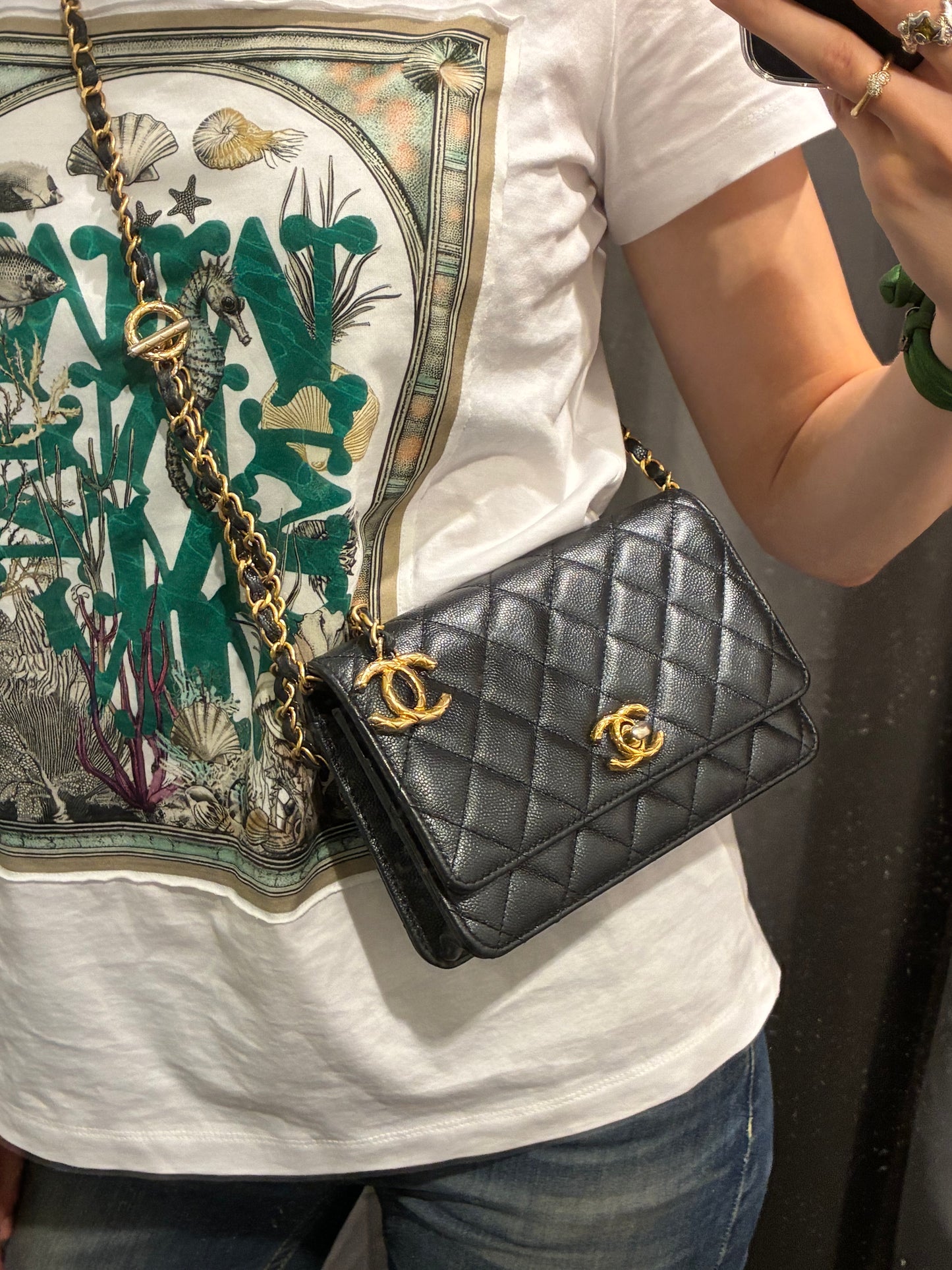 Chanel Wallet on Chain - Black Caviar & Gold Hardware - 23B 2023 - FULL SET!
