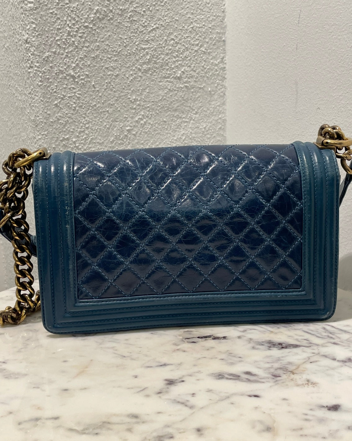 Chanel Boy Bag - Medium - Teal & Aged Gold Hardware