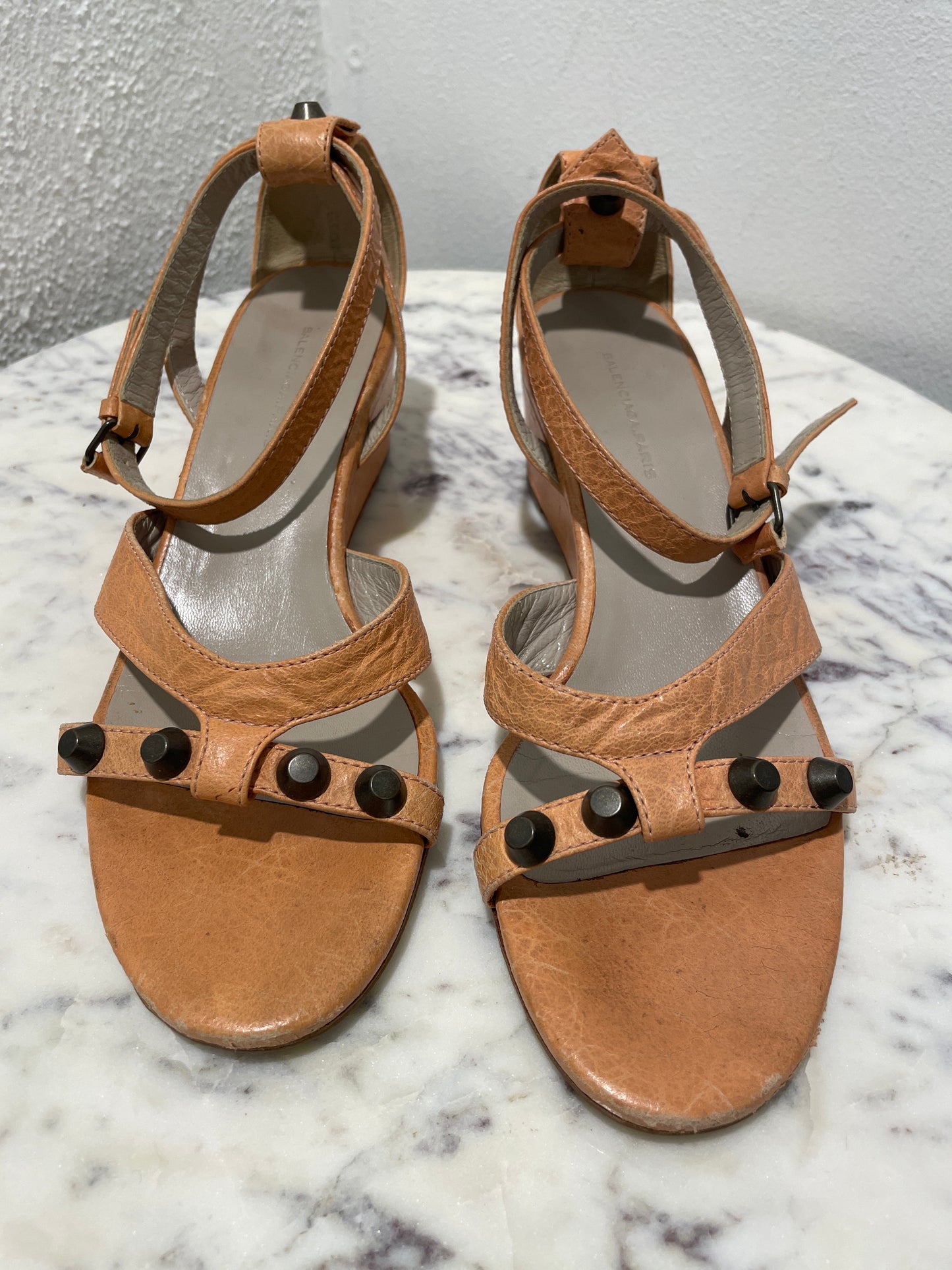 Vintage Balenciaga Classic Studded Leather Sandals - 37