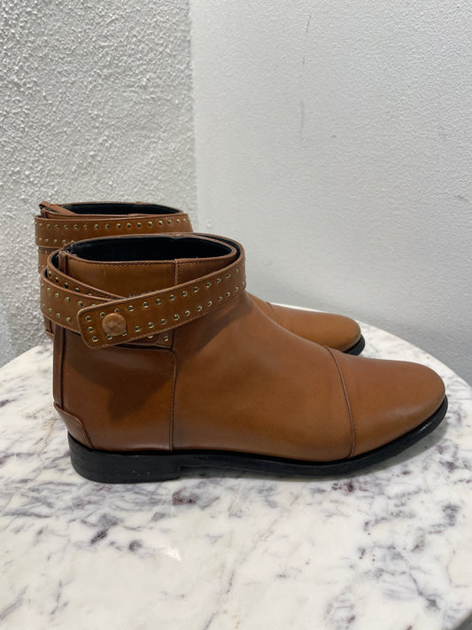 Vintage Balenciaga Cognac Tan Leather Studded Ankle Boots - 37,5
