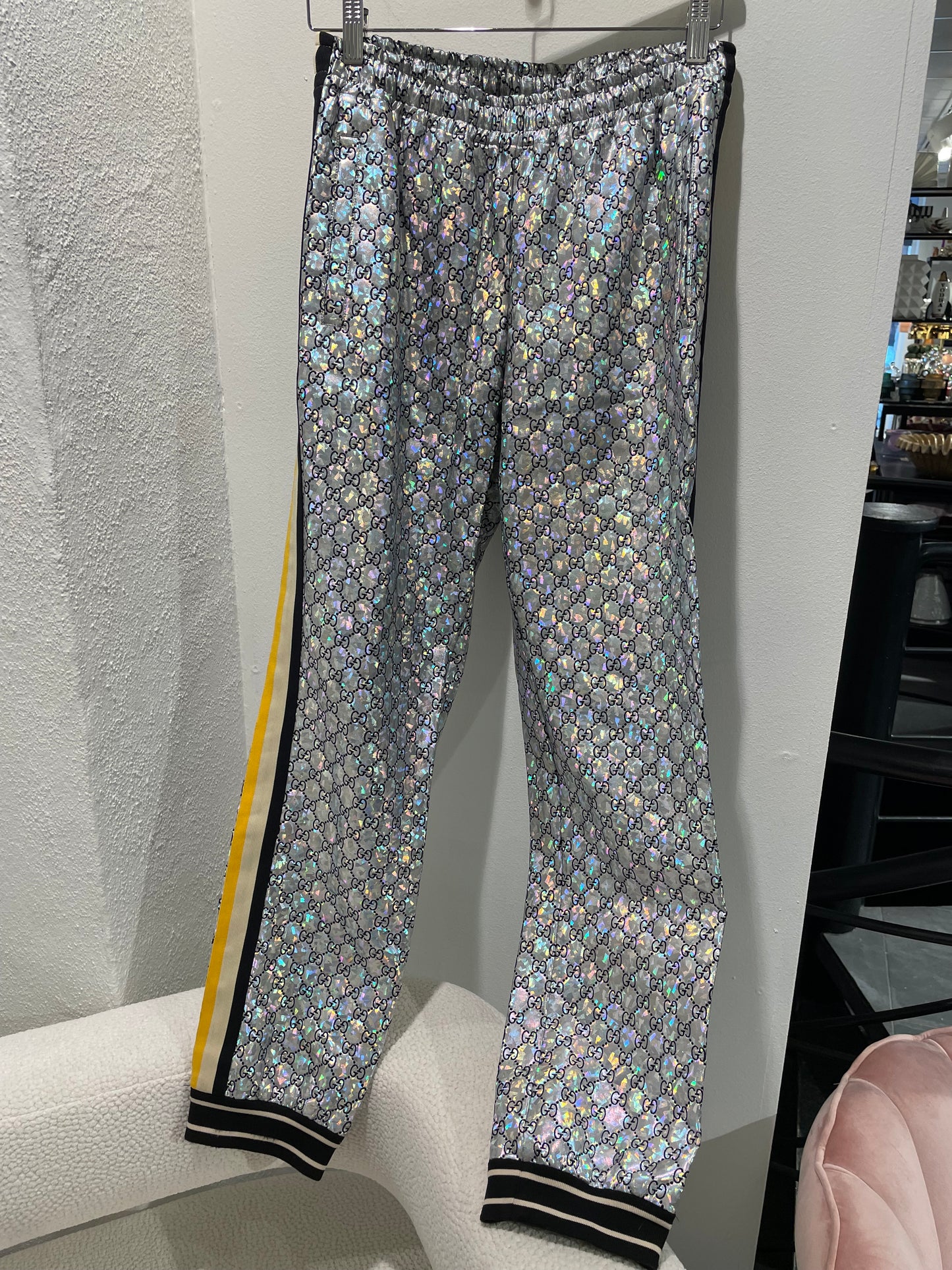 Gucci - Silver monogram pants with iridescent finish - S/M