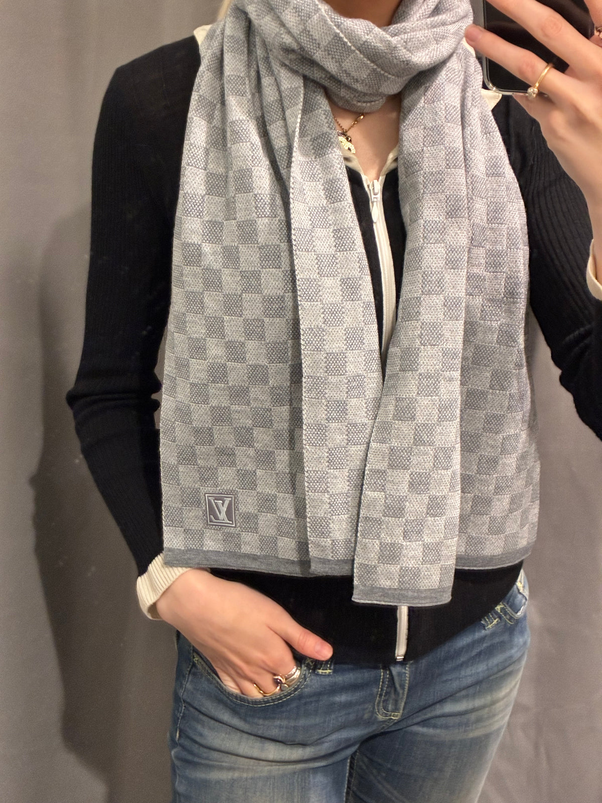Louis Vuitton Scarf - Grey Damier Print