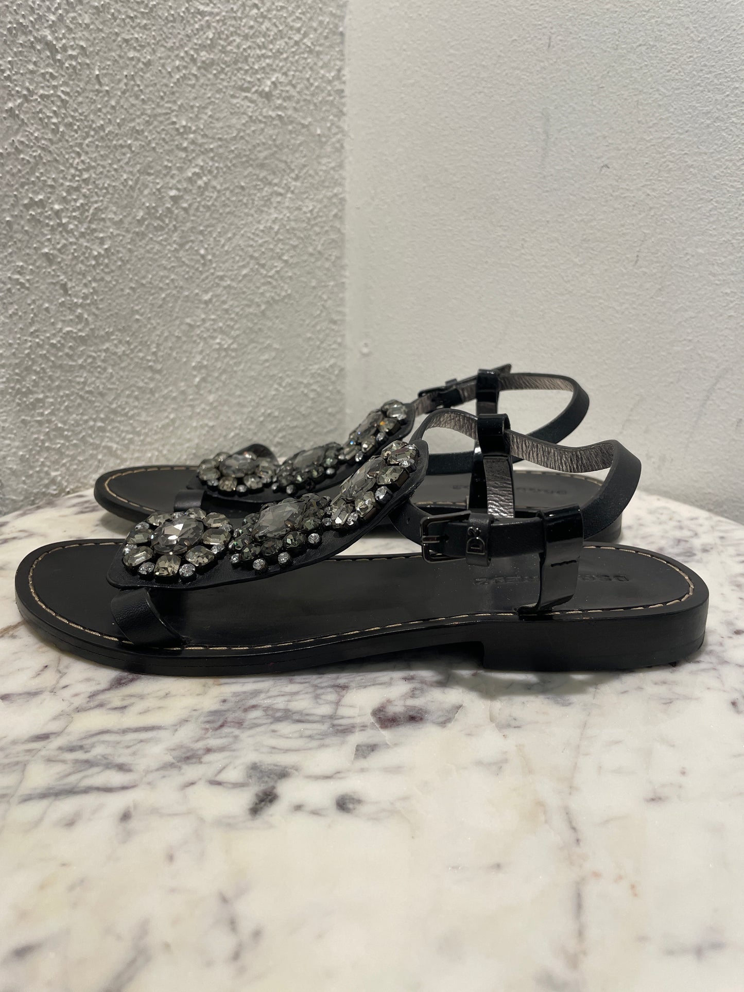 Dsquared2 - Crystal Embellished Sandals – Size 38 / Black