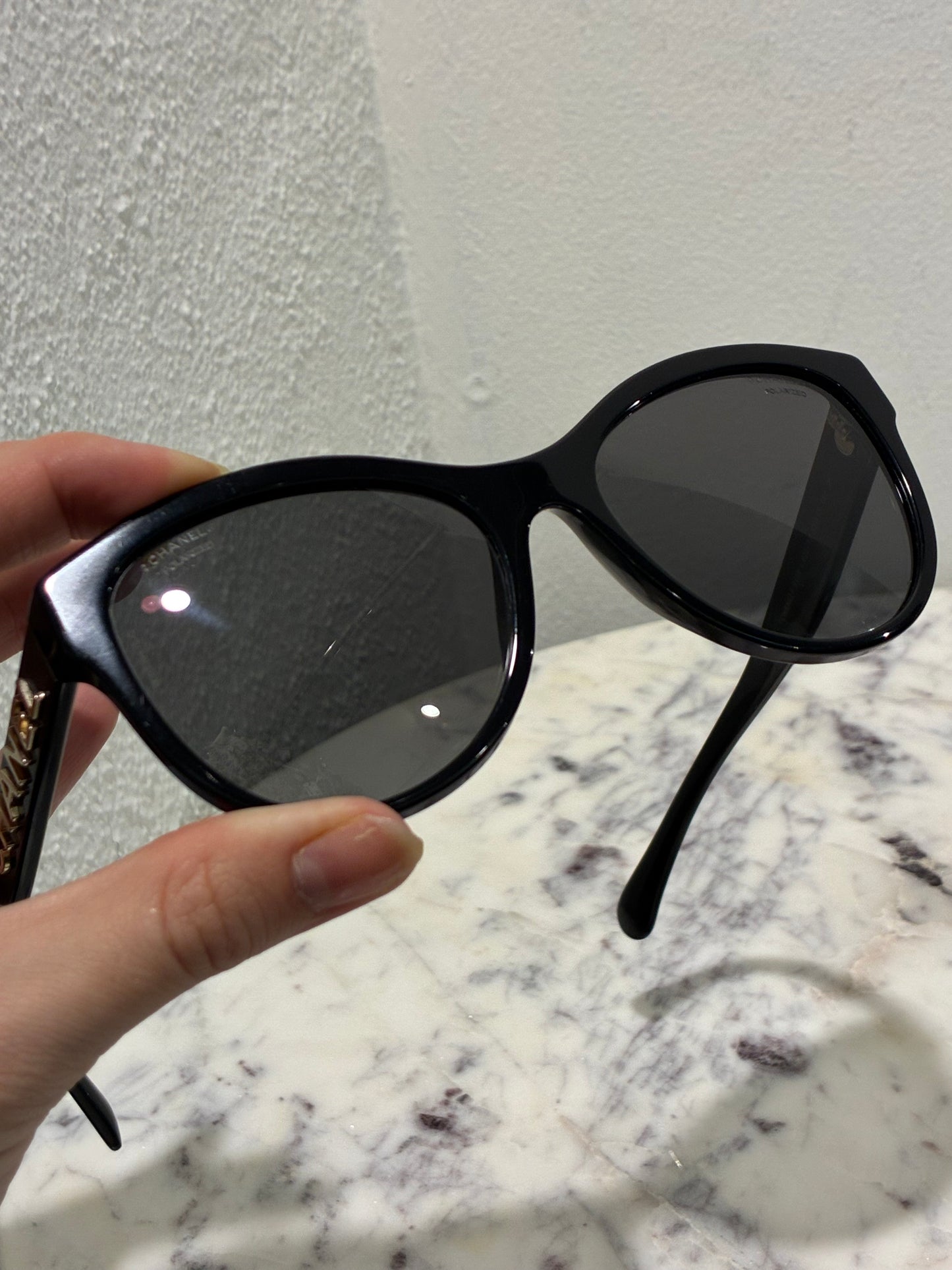 Chanel Sunglasses - Gold CHANEL Logo text
