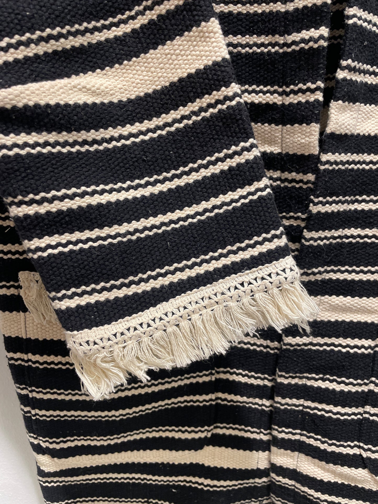 DAY - Longline Woven Stripe Jacket – Ecru/Black - M