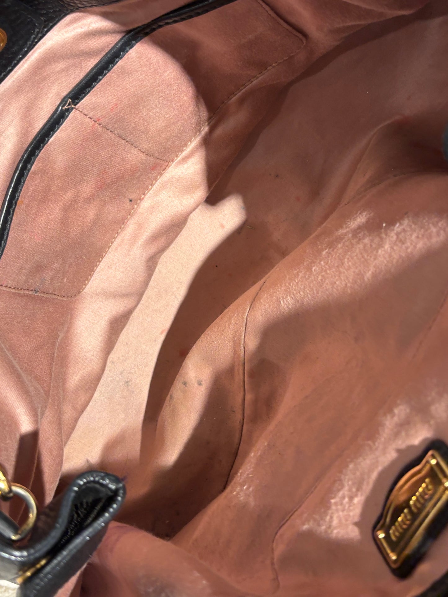 Miu Miu - Vitello Caribu Tote - Black Leather & Gold Hardware