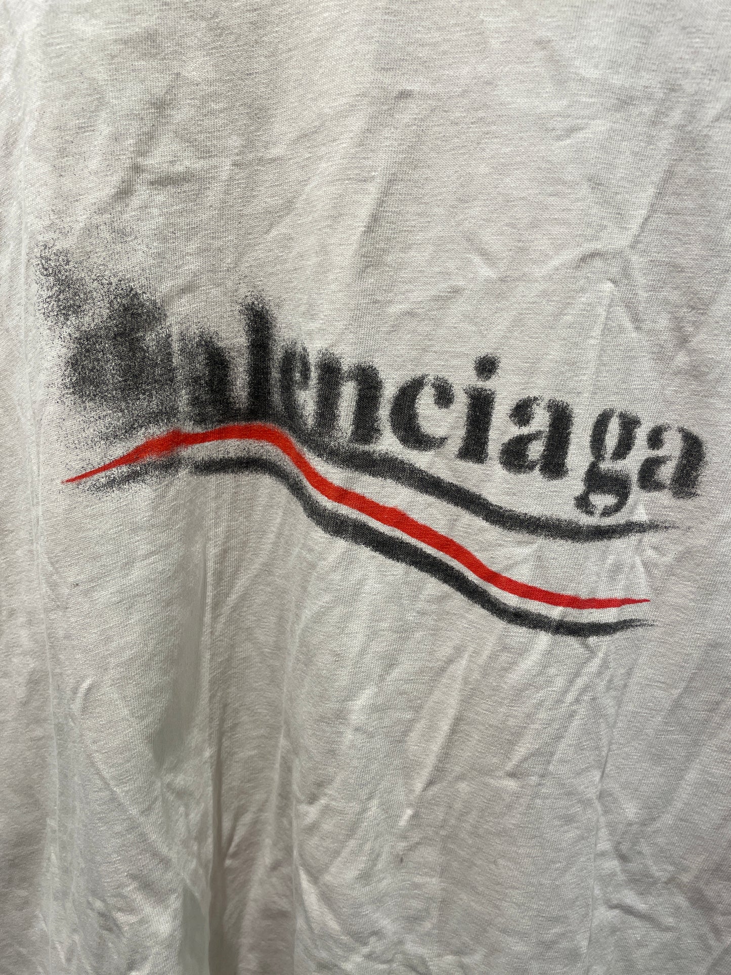 Balenciaga - Logo Tee - Offwhite w. spray - Medinas Wardrobe - S