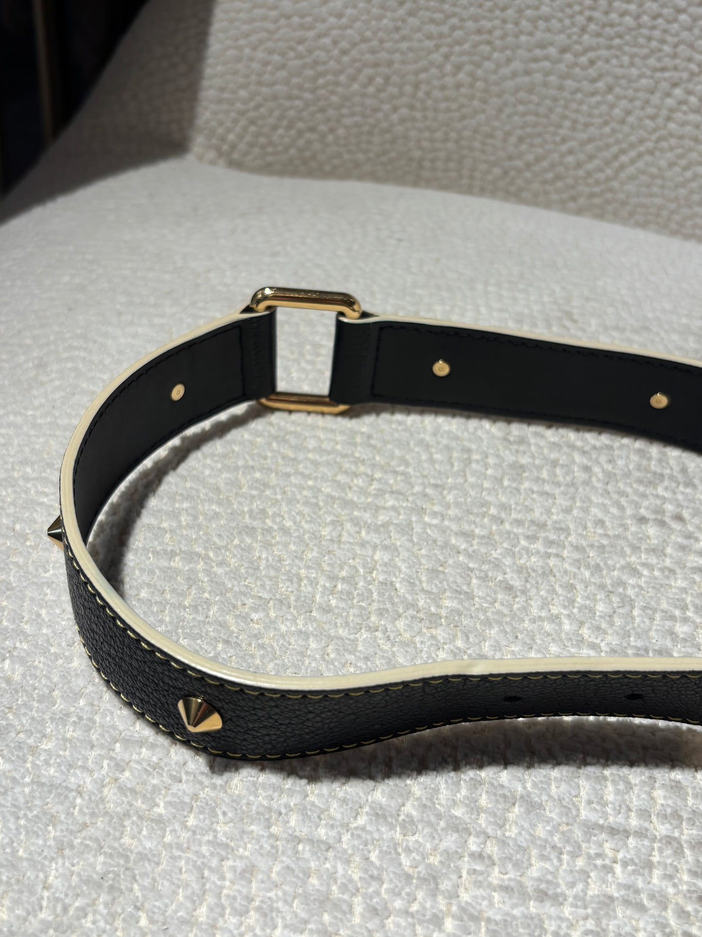 Louis Vuitton Belt - Black with Gold Details - Size 90