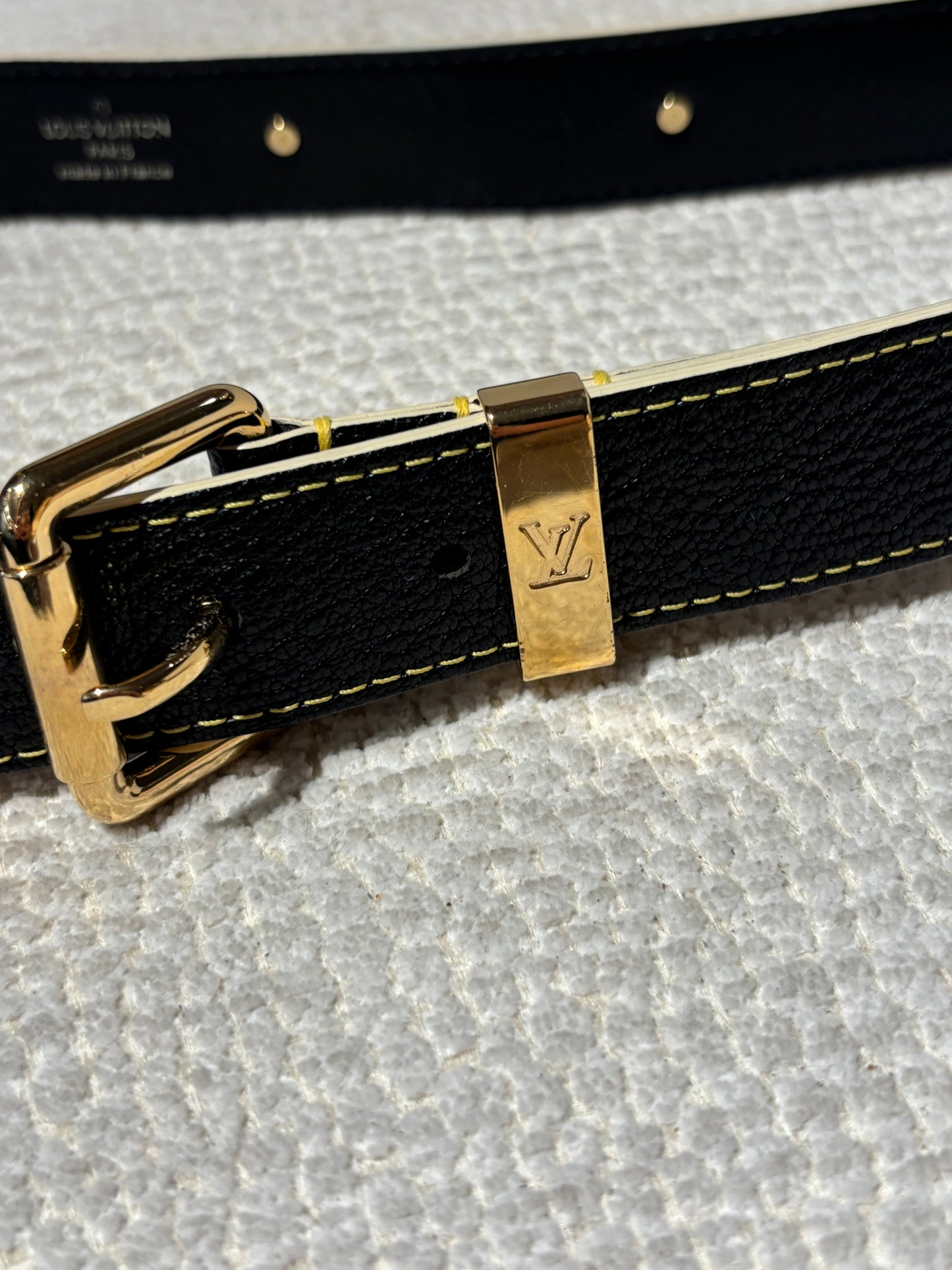 Louis Vuitton Belt - Black with Gold Details - Size 90