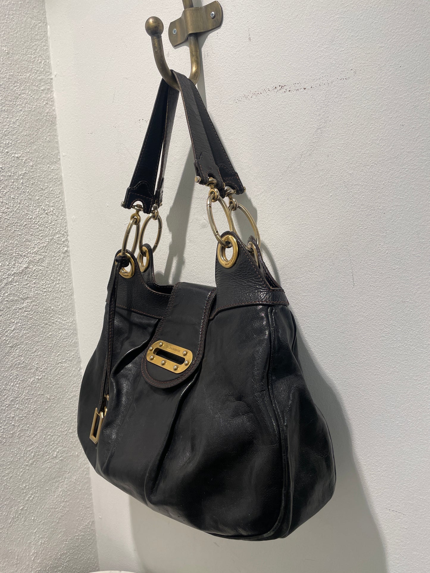 Dolce & Gabbana Vintage Distressed Leather Hobo Bag