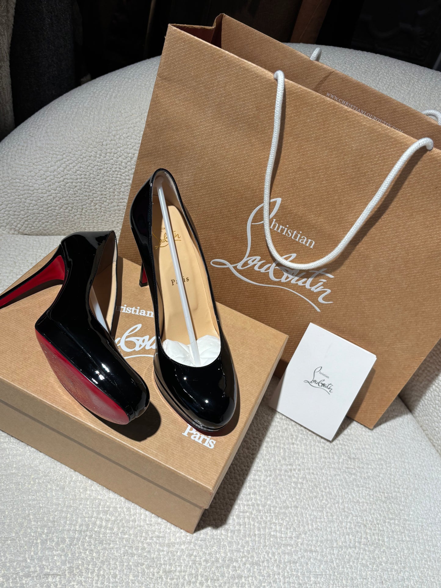 Christian Louboutin Heels – Black Patent Leather with Red Soles - EU 38