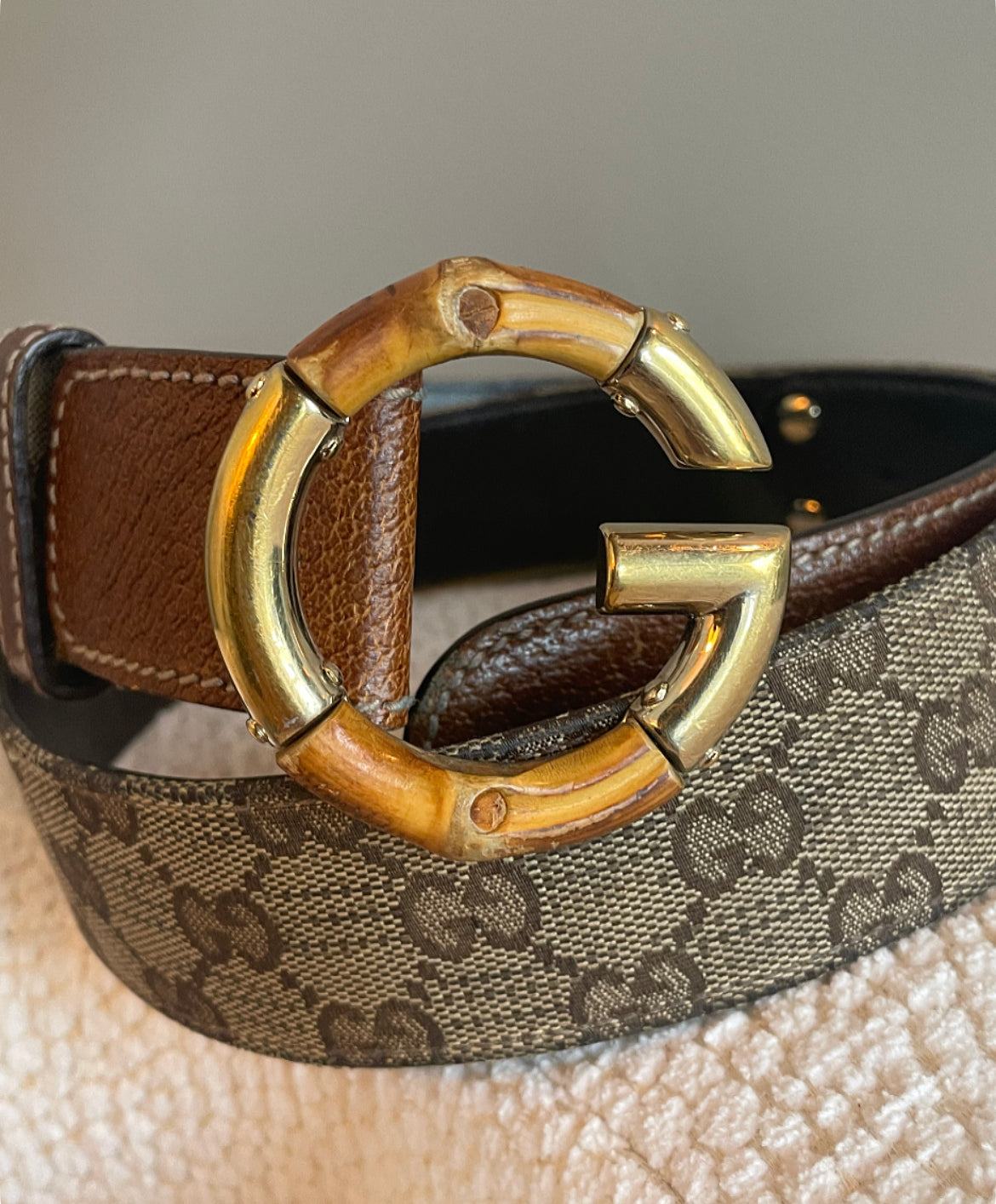 Gucci - Bambus logo bælte - 90