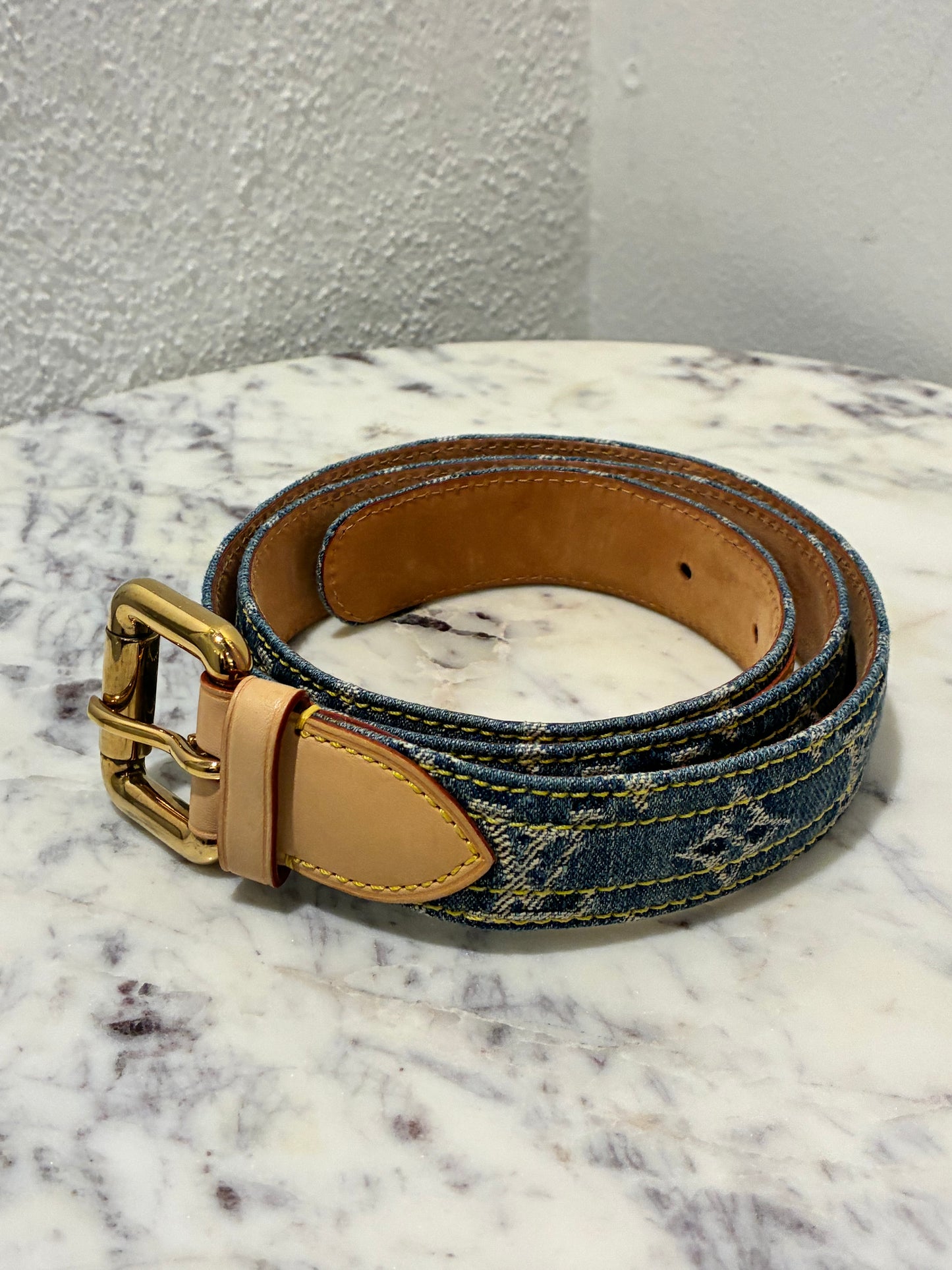 Louis Vuitton Belt - Monogram Denim & Vanchetta Leather - Size 90