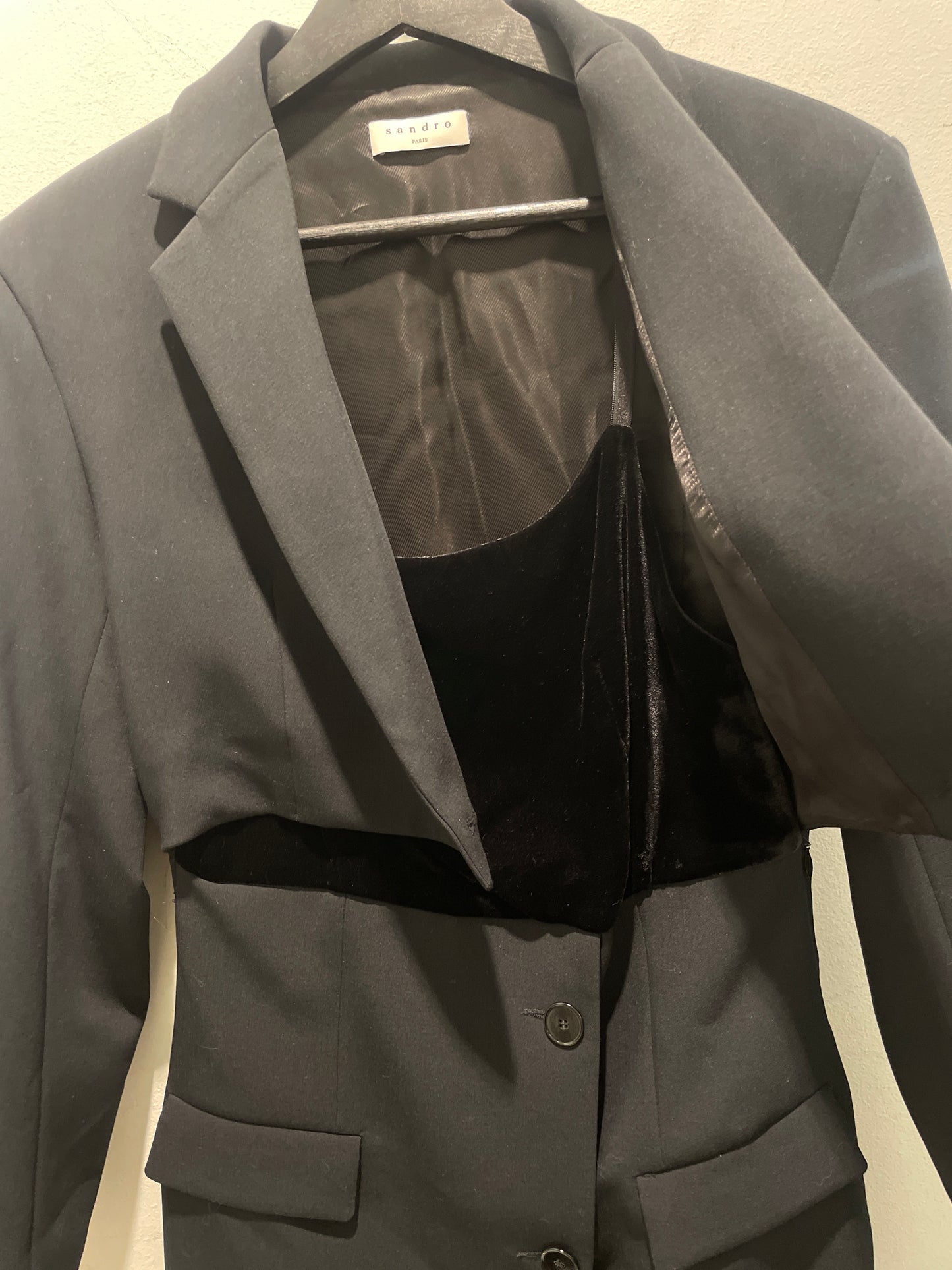 Sandro blazer dress – Black tailored and velvet dress - EU36
