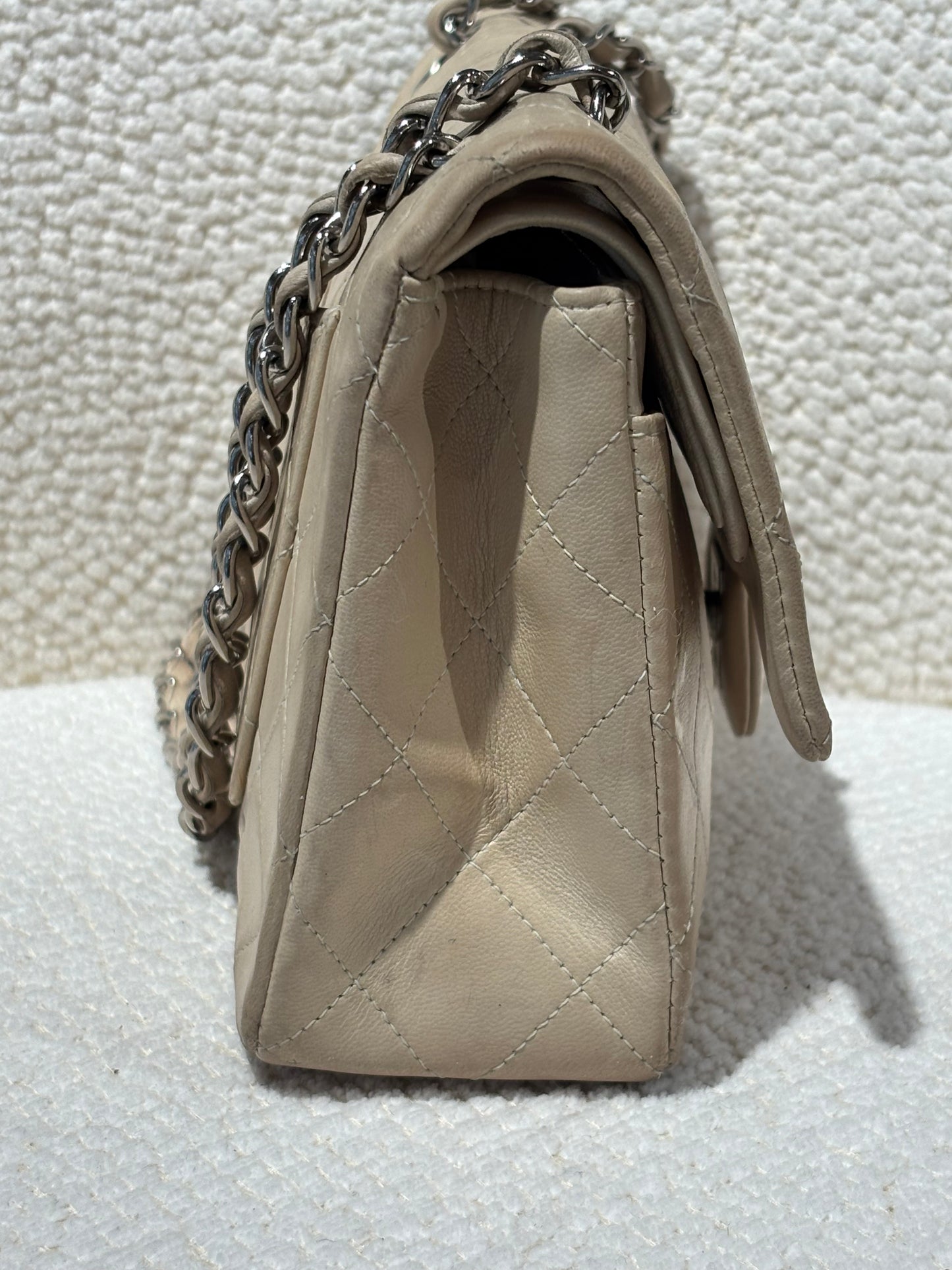 Chanel Classic Flap Bag - Small – Beige Lambskin & Silver Hardware