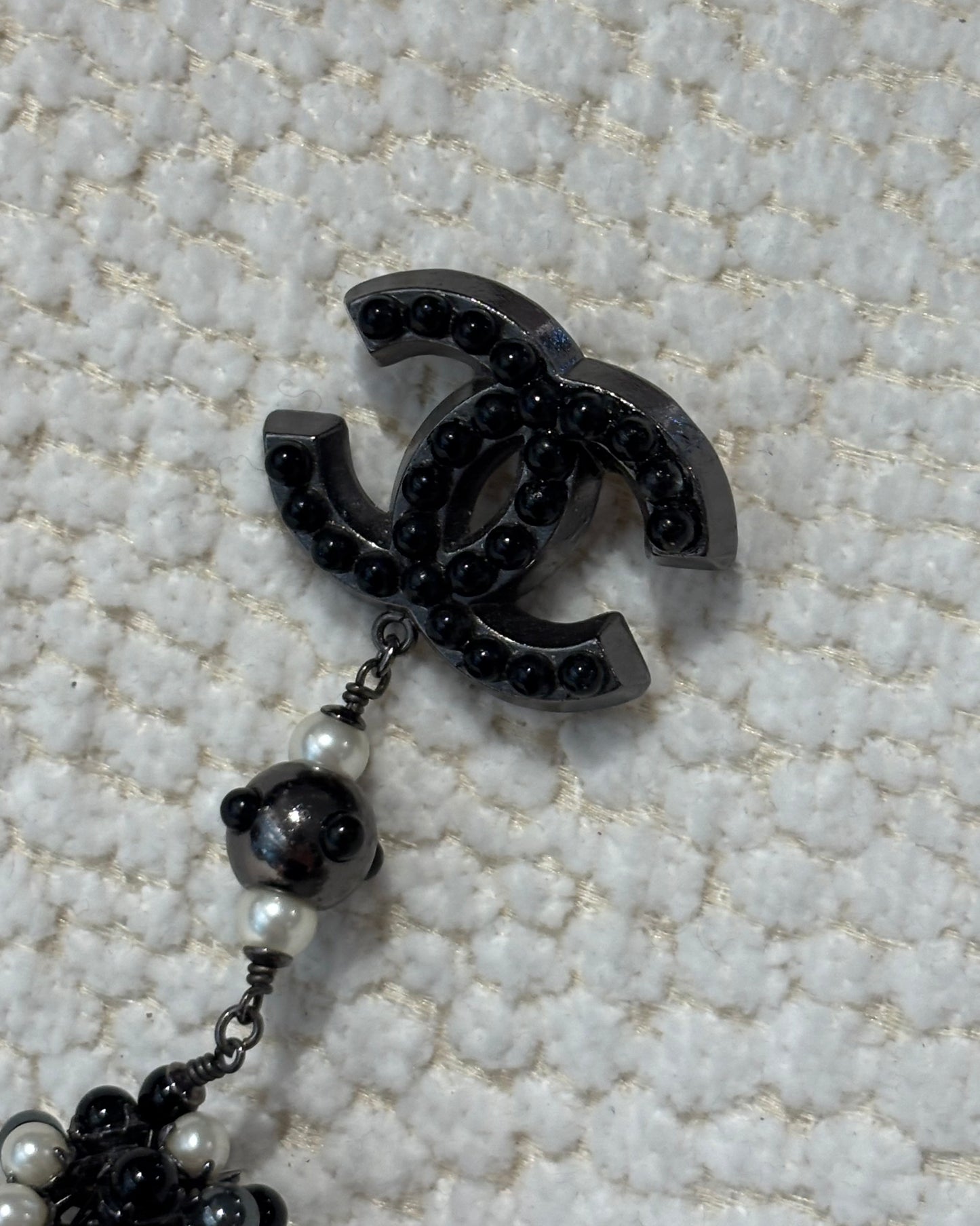 Chanel Brooch - Unique CC with with Pearl Fringe