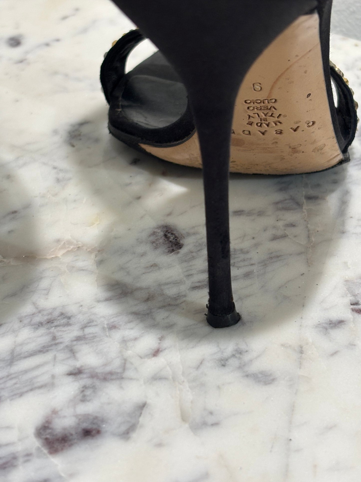 Casadei - heels - black w.gold - 39,5 - Medinas Wardrobe
