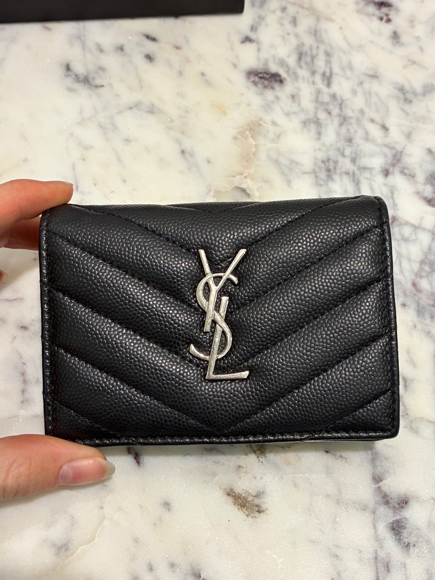 YSL Wallet - Black Calfskin & Silver Logo