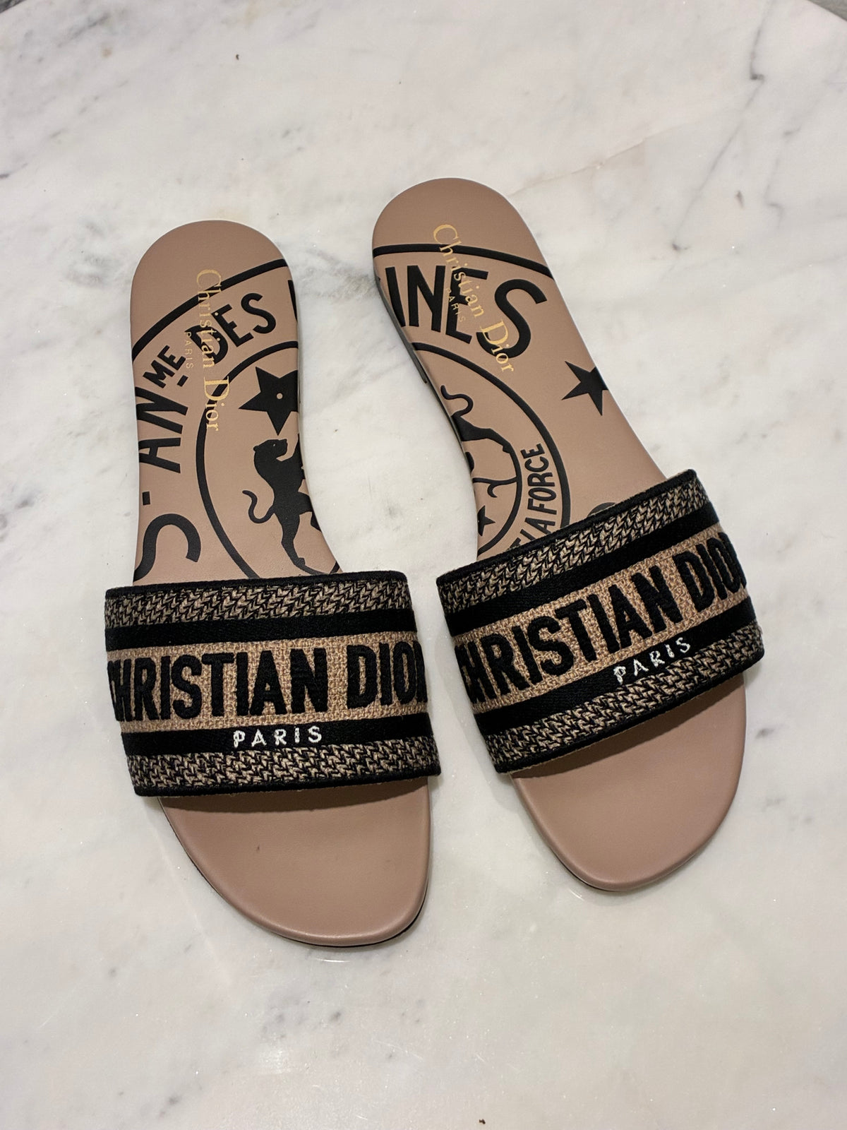 Dior Dway Slides – Nude/Black - Size 40