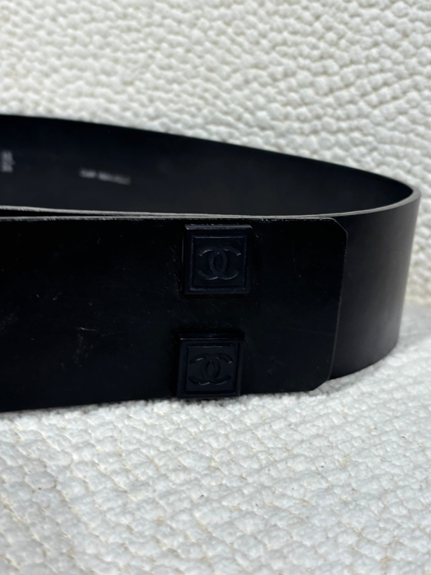 Chanel Belt – Wide Leather & Black Coated Sport Logo Metal Buckle