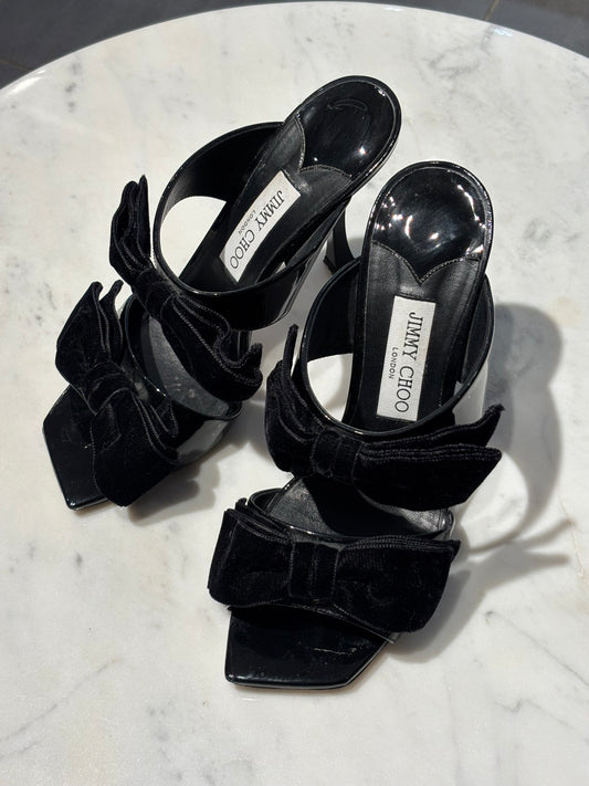 Jimmy Choo - Heeled Sandals - Bow in Black - 39 - Medina’s Wardrobe