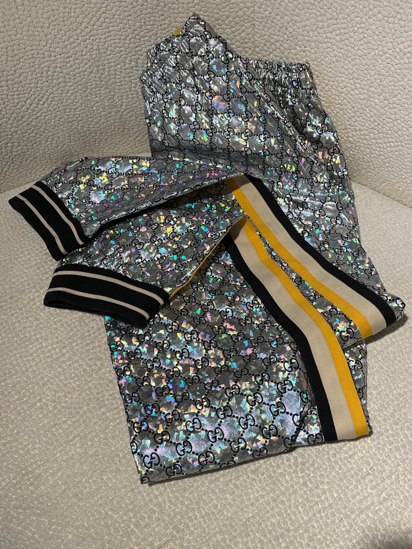 Gucci - Silver monogram pants with iridescent finish - S/M