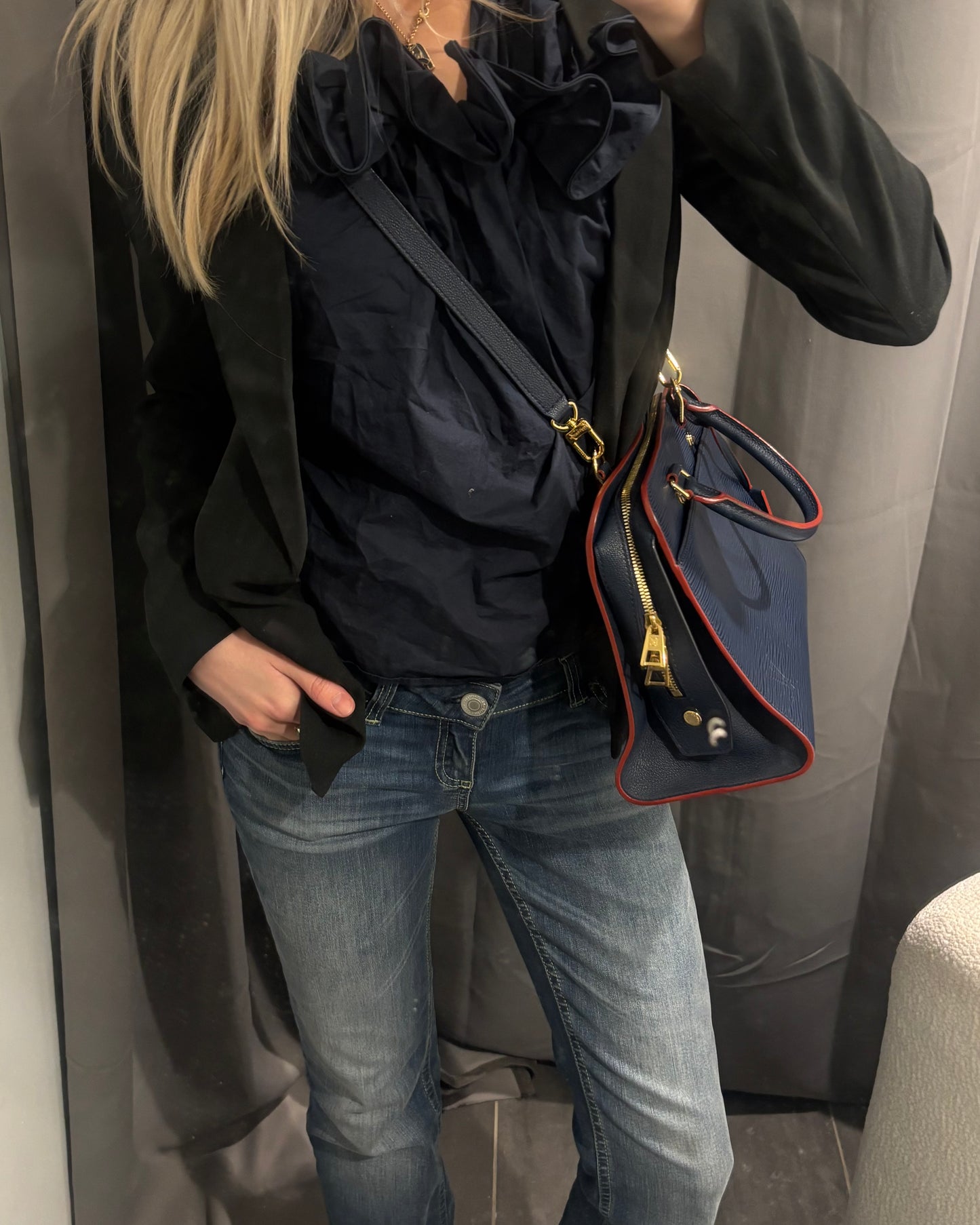 Louis Vuitton Satchel – Blue Epi Leather with Red Trim