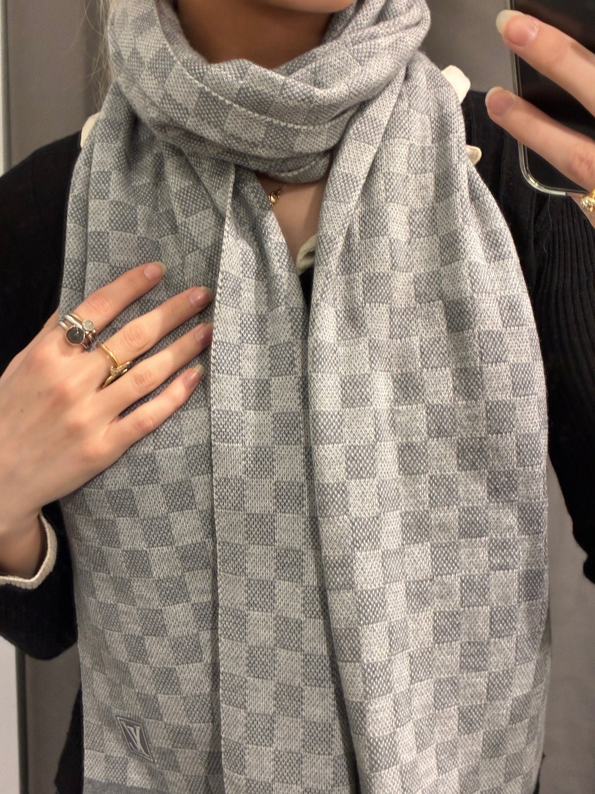 Louis Vuitton Scarf - Grey Damier Print